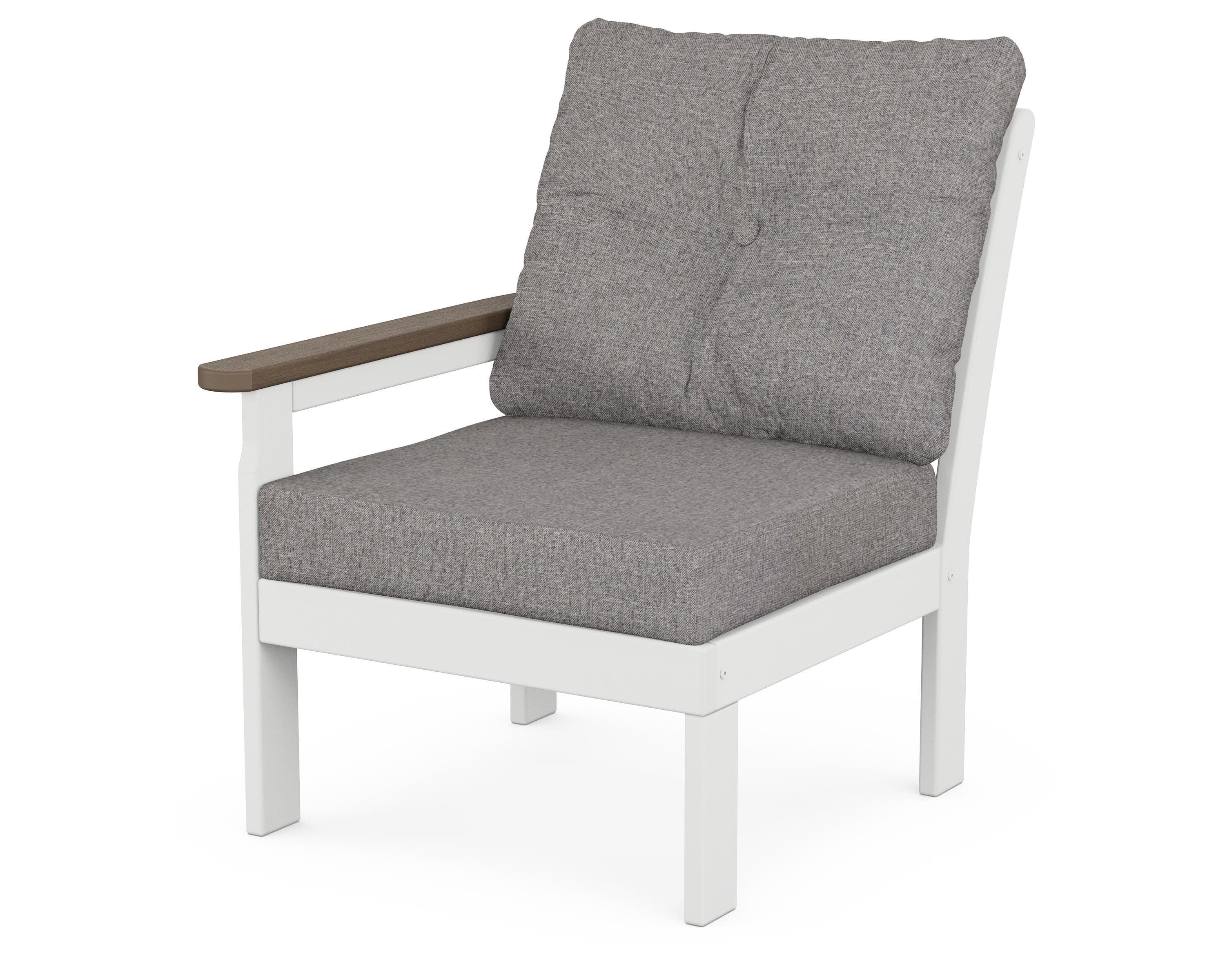 Vineyard Modular Left Arm Chair in White / Kona / Grey Mist
