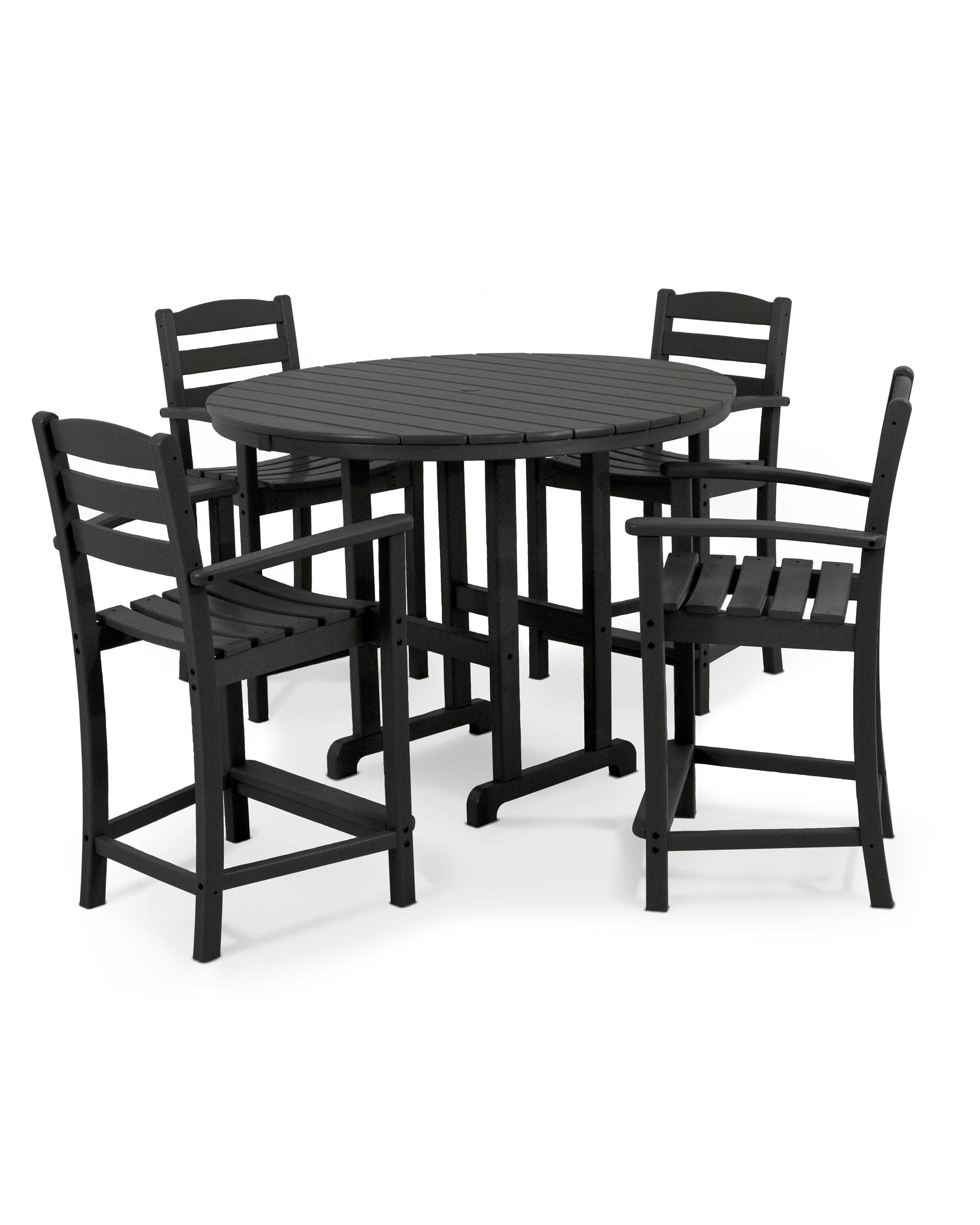 La Casa Caf 5-Piece Round Farmhouse Counter Set in Black