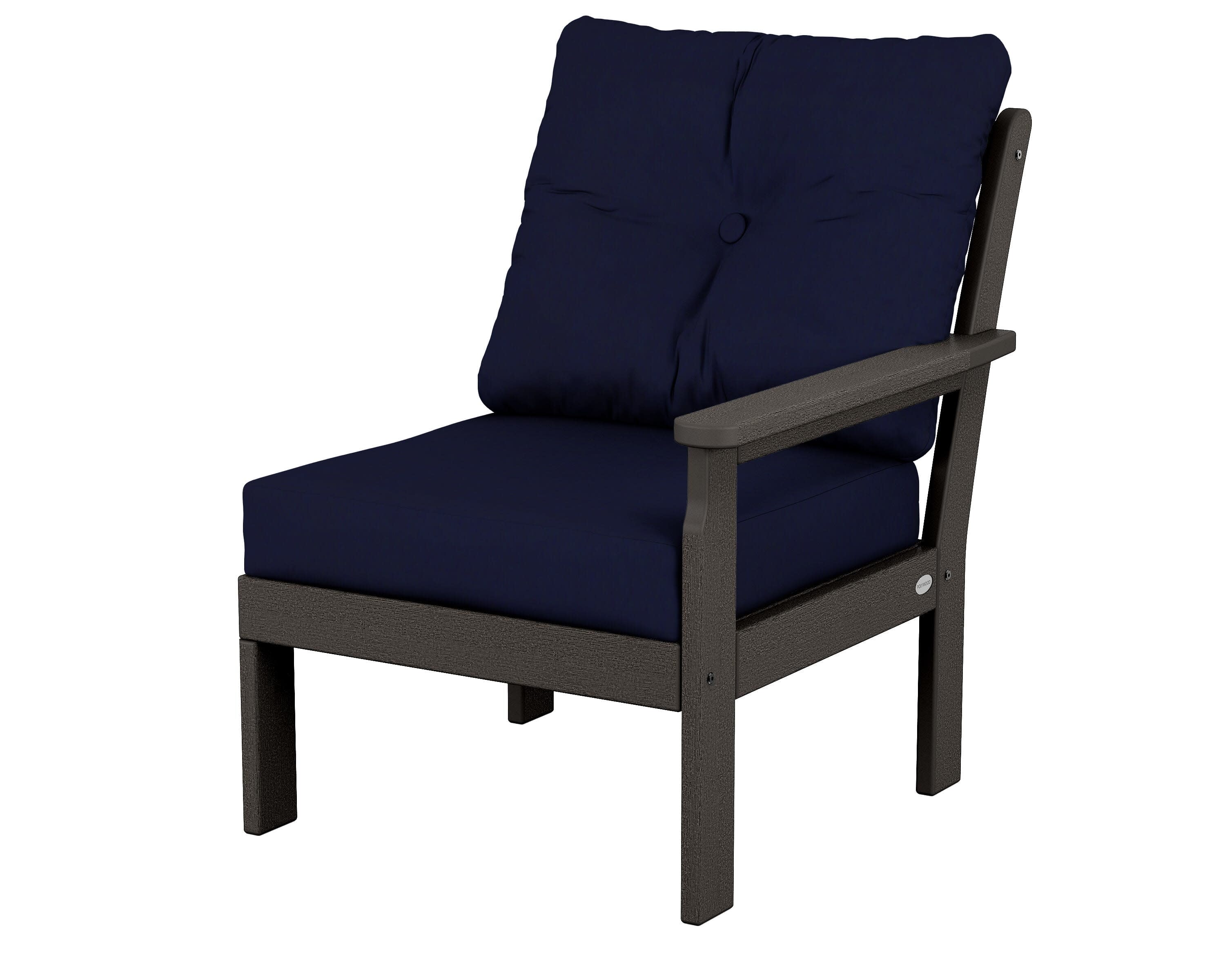 Vineyard Modular Right Arm Chair in Vintage Coffee / Navy