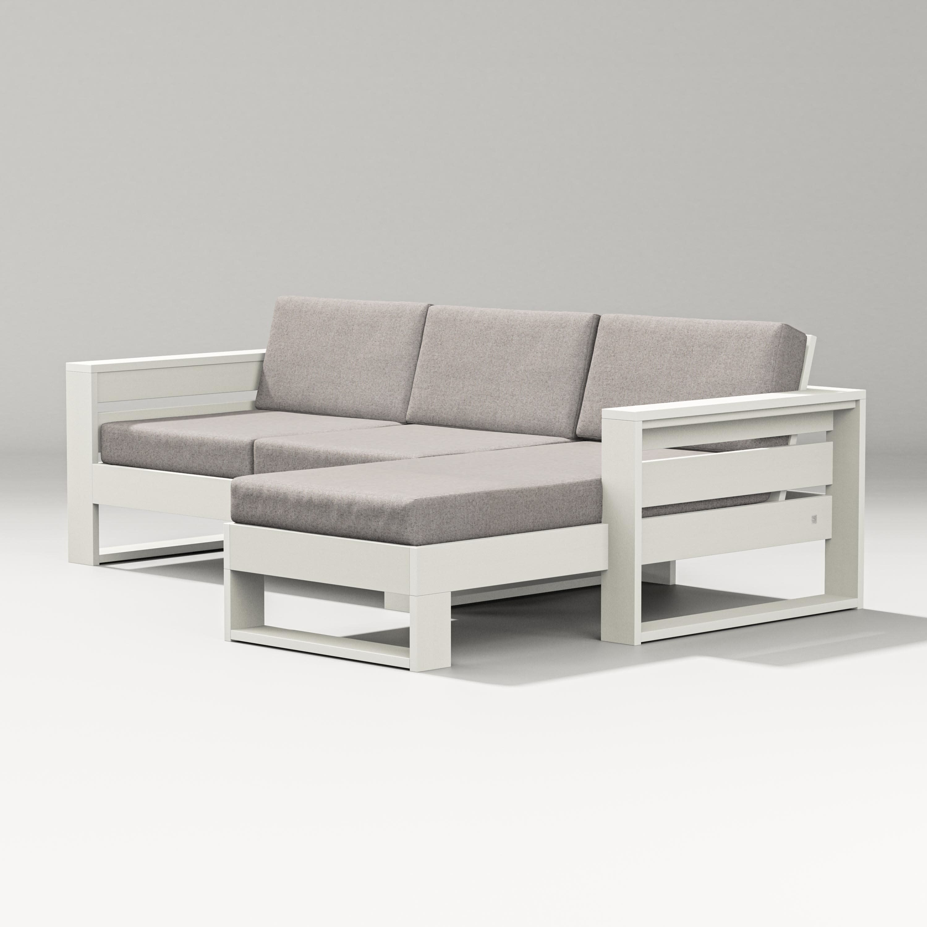 Latitude Right Chaise Sectional in Vintage White / Weathered Tweed