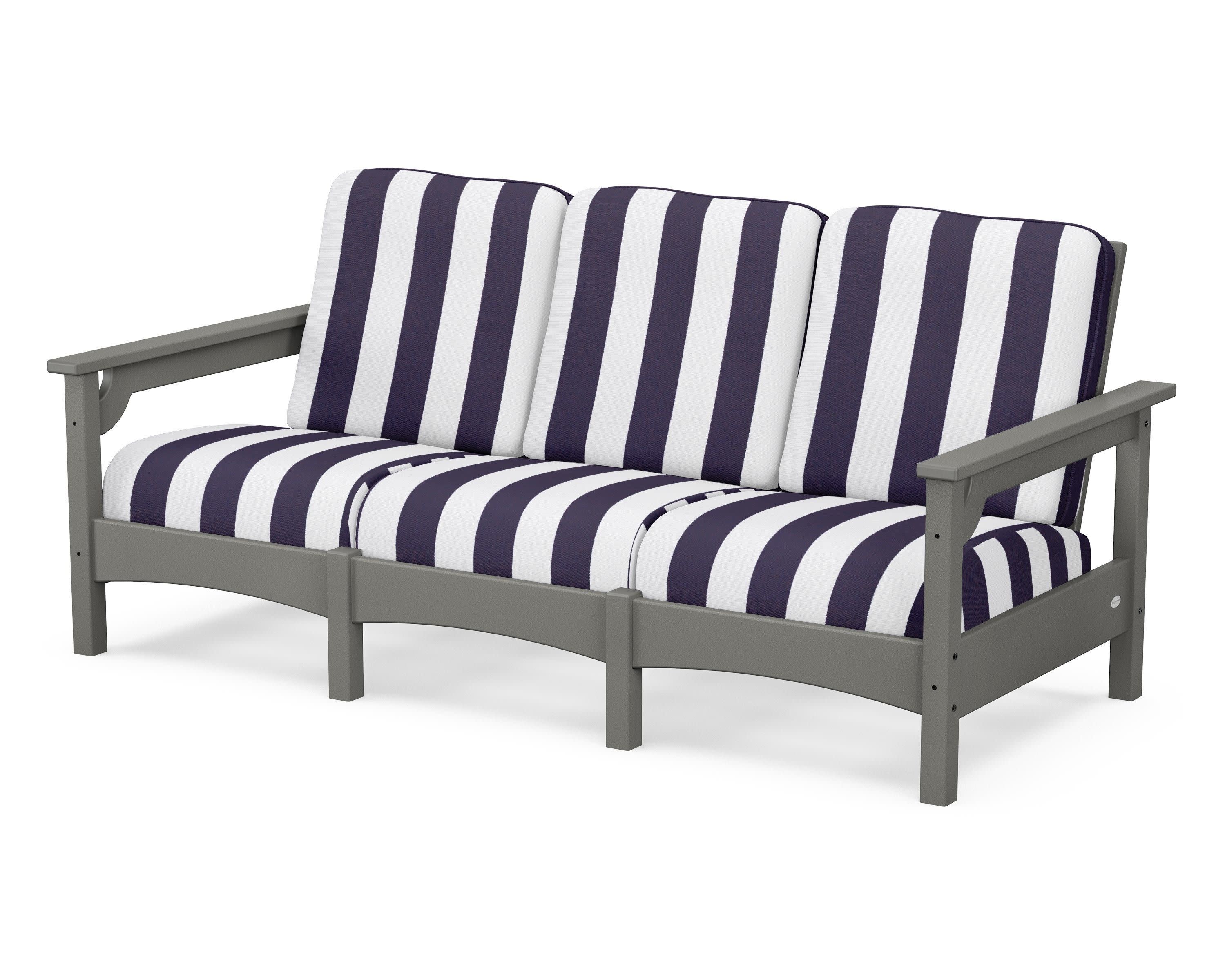 Club Sofa in Slate Grey / Cabana Stripe Navy