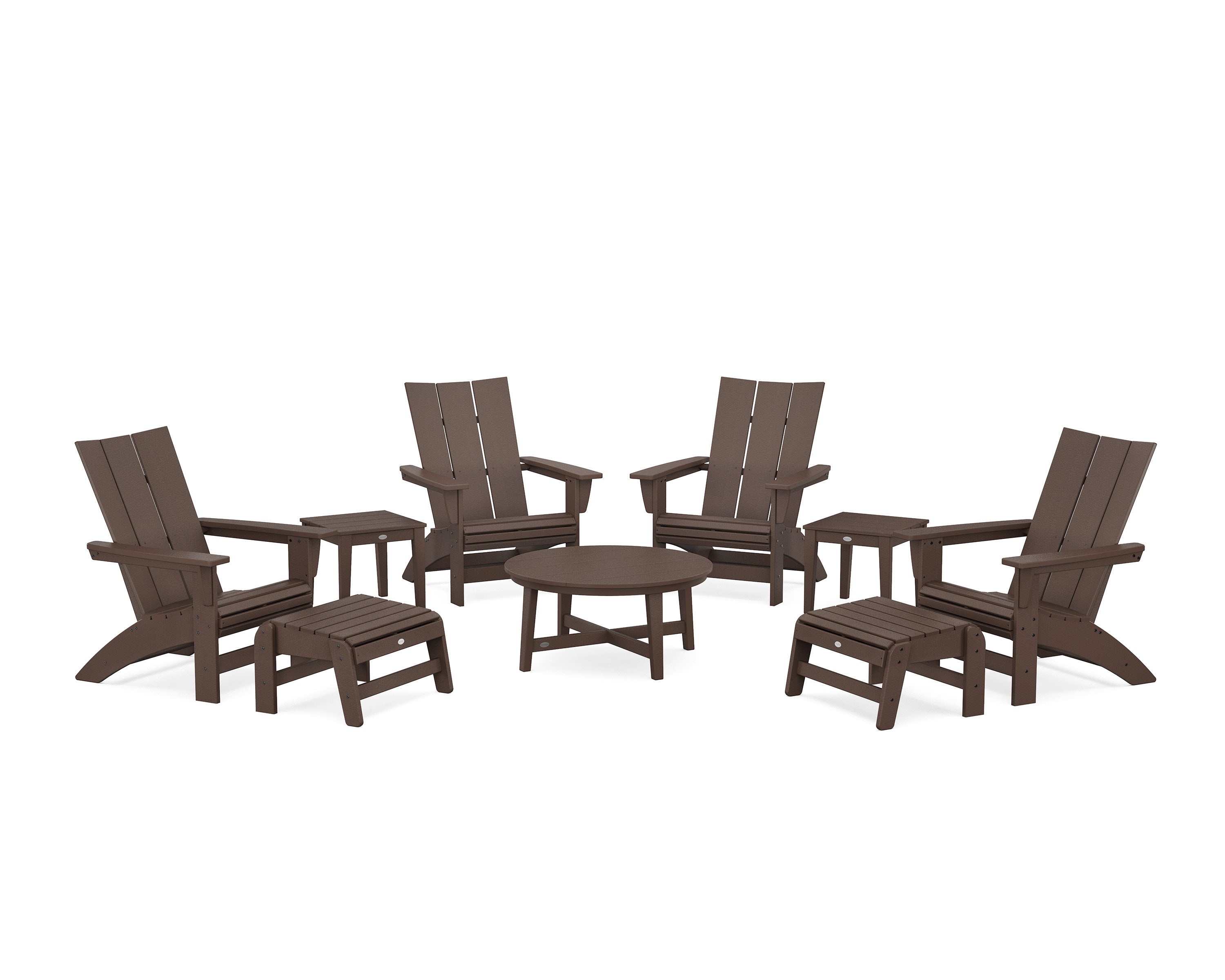 Modern Grand Adirondack 9-Piece Conversation Set in Mahogany