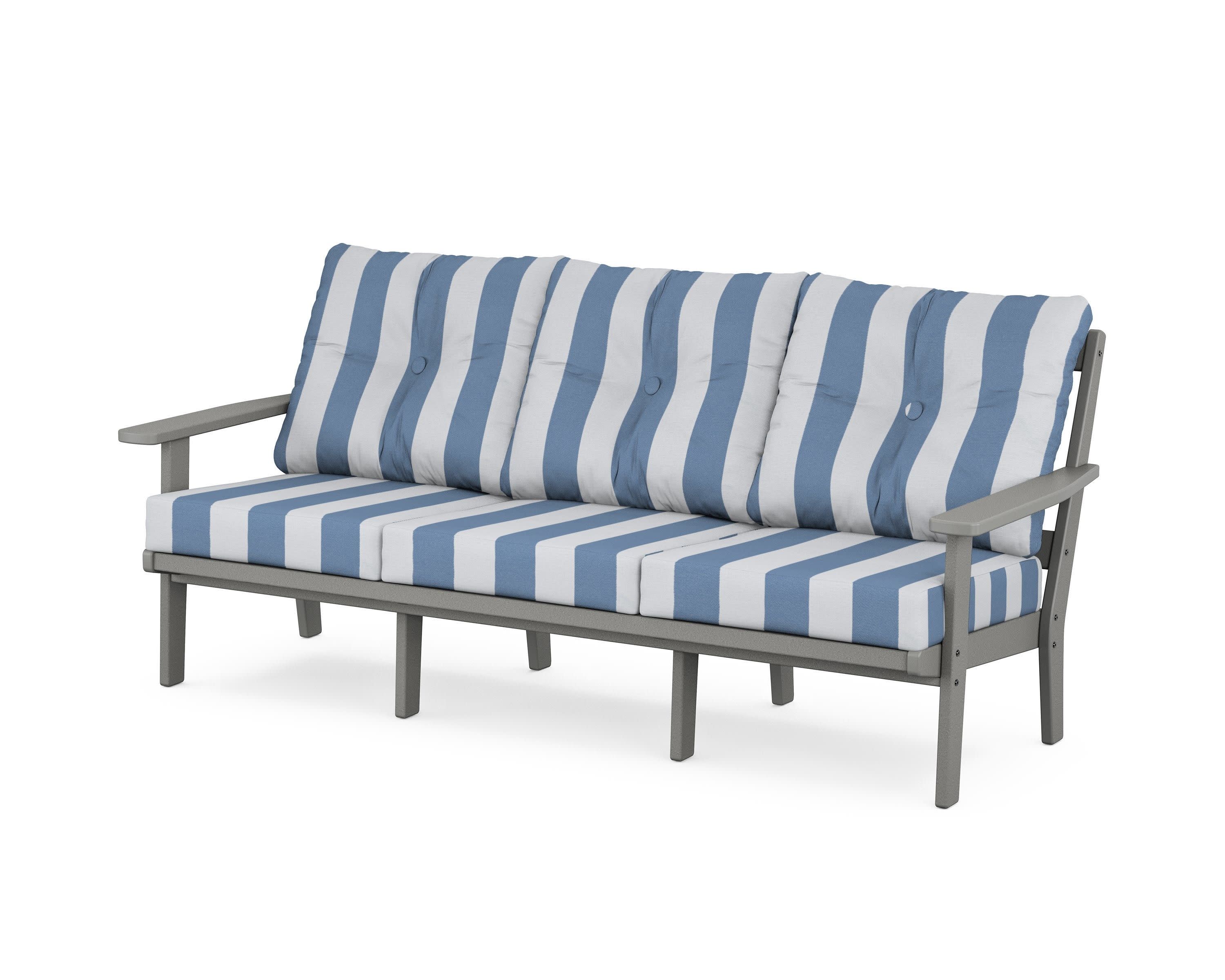 Oxford Deep Seating Sofa in Slate Grey / Cabana Stripe Sky Blue