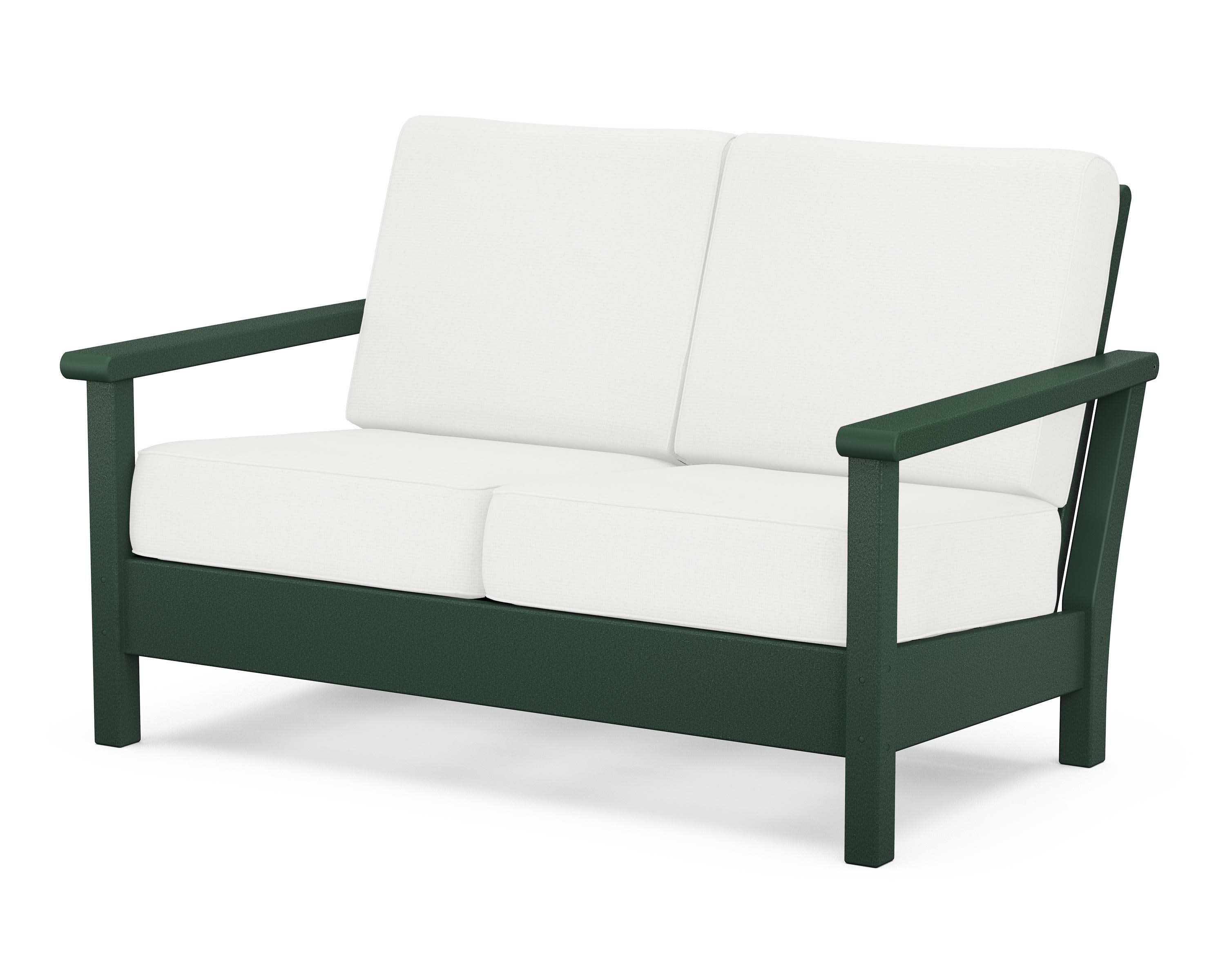 Harbour Deep Seating Loveseat in Green / Natural Linen