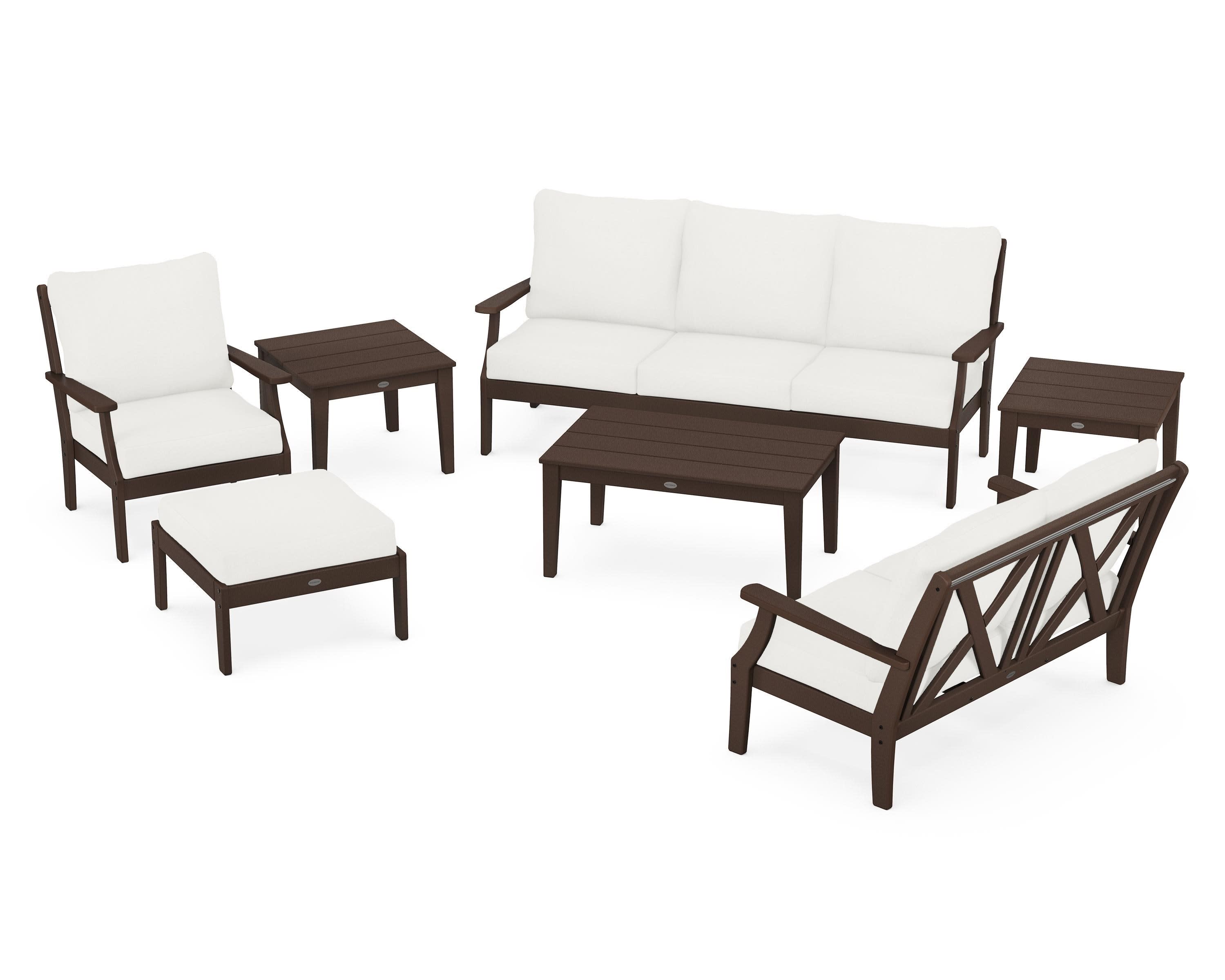 Braxton 7-Piece Deep Seating Set in Mahogany / Natural Linen