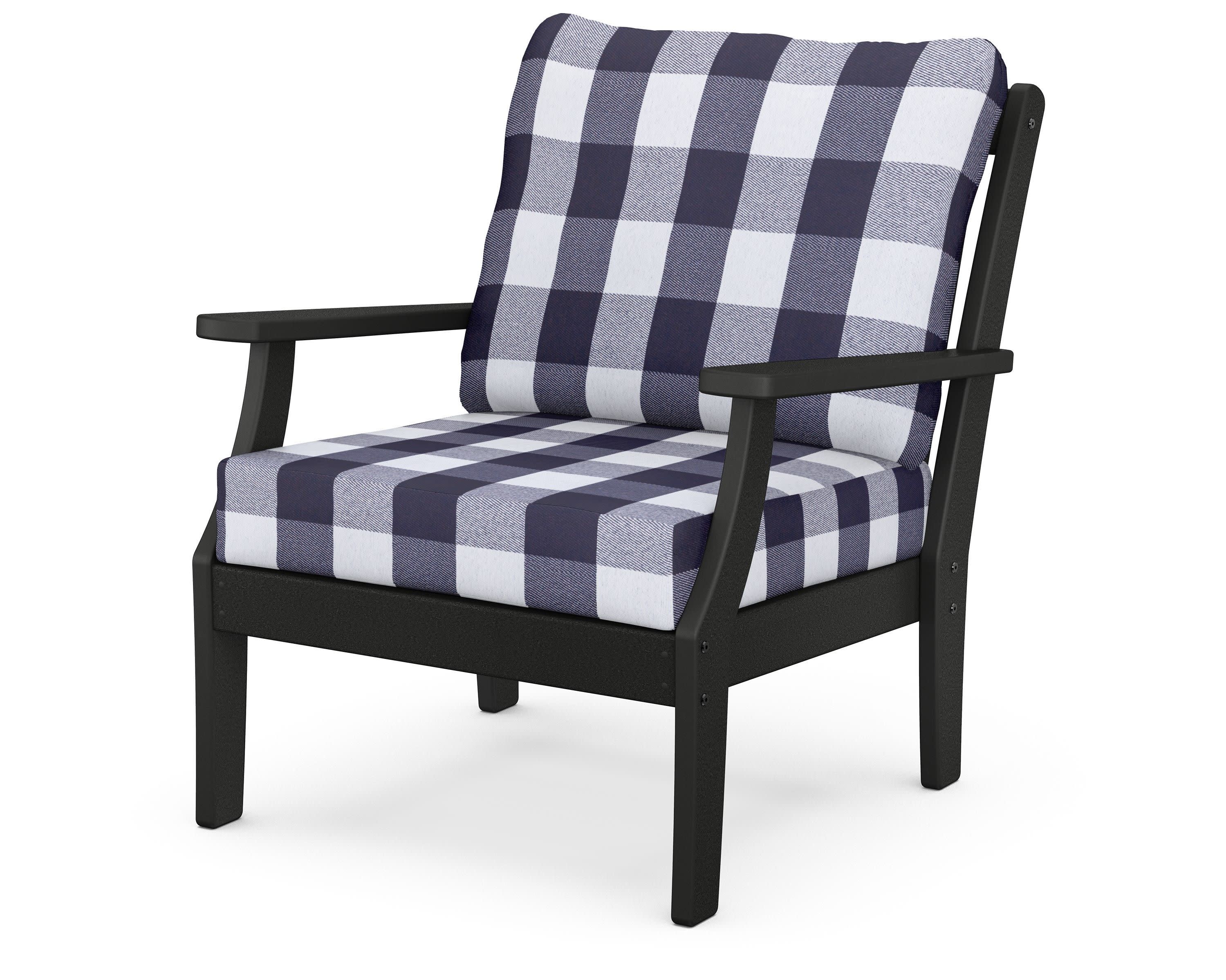 Braxton Deep Seating Chair in Black / Buffalo Plaid Navy