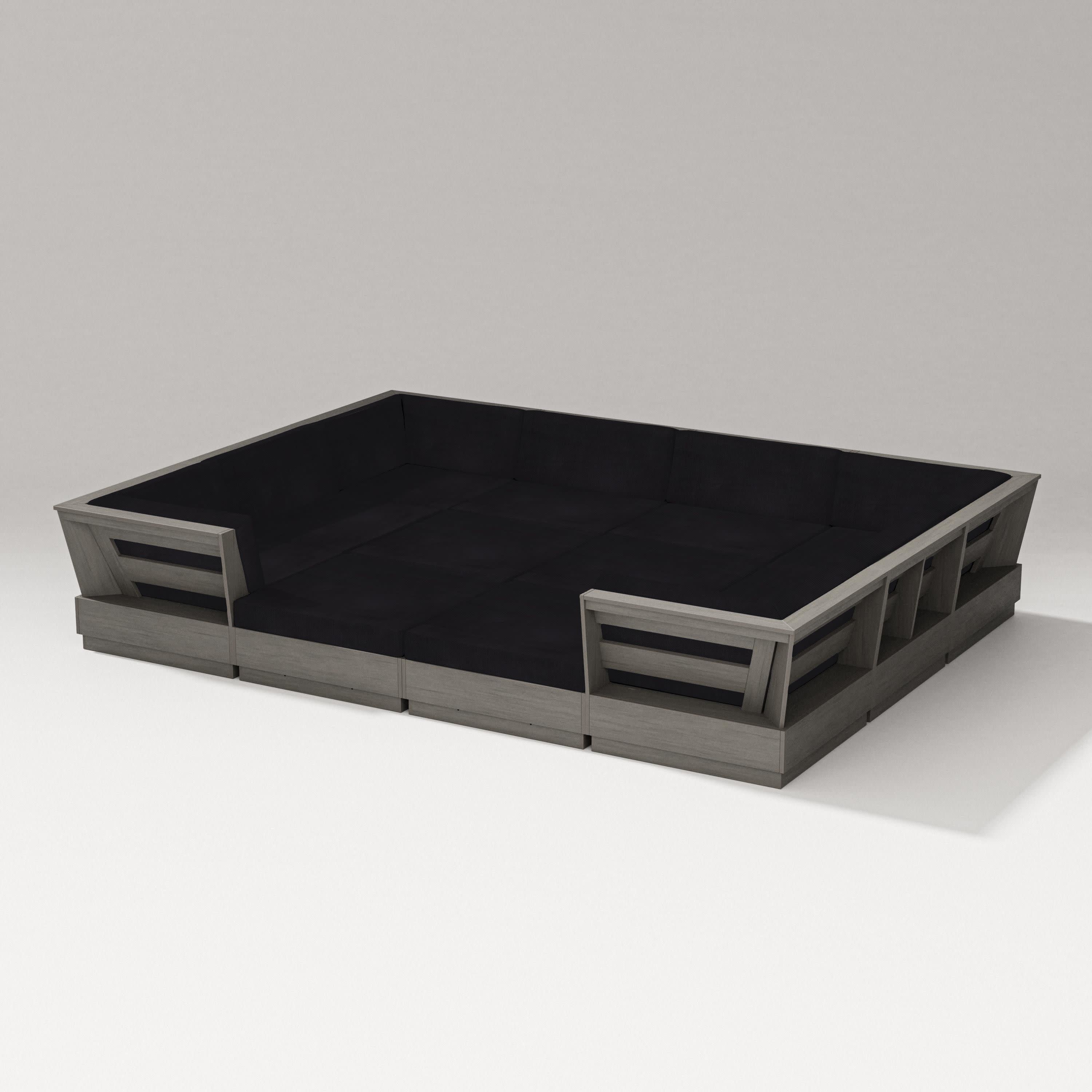 Elevate 12-Piece Pit Sectional in Driftwood / Midnight Linen