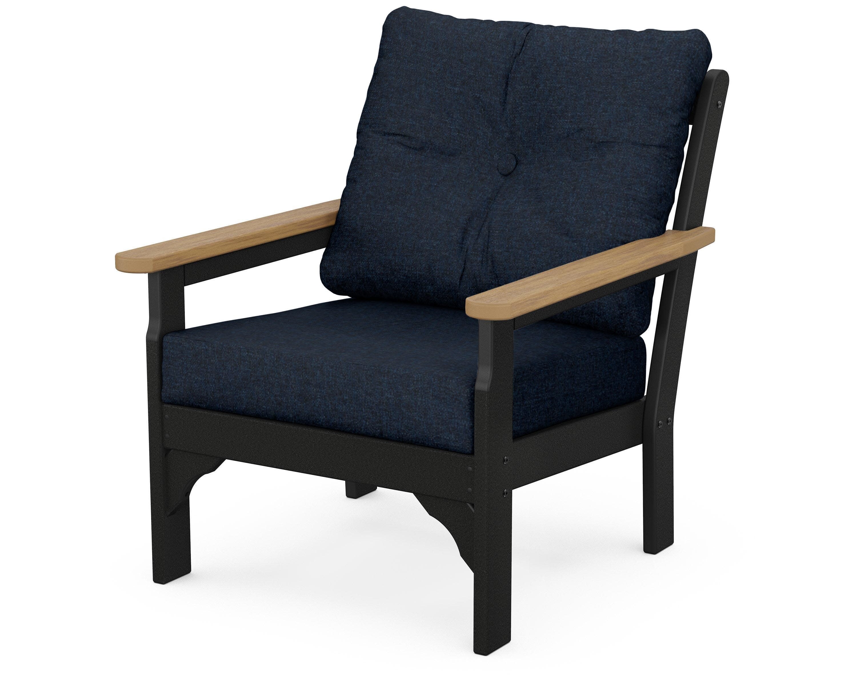 Vineyard Deep Seating Chair in Black / Natural / Marine Indigo