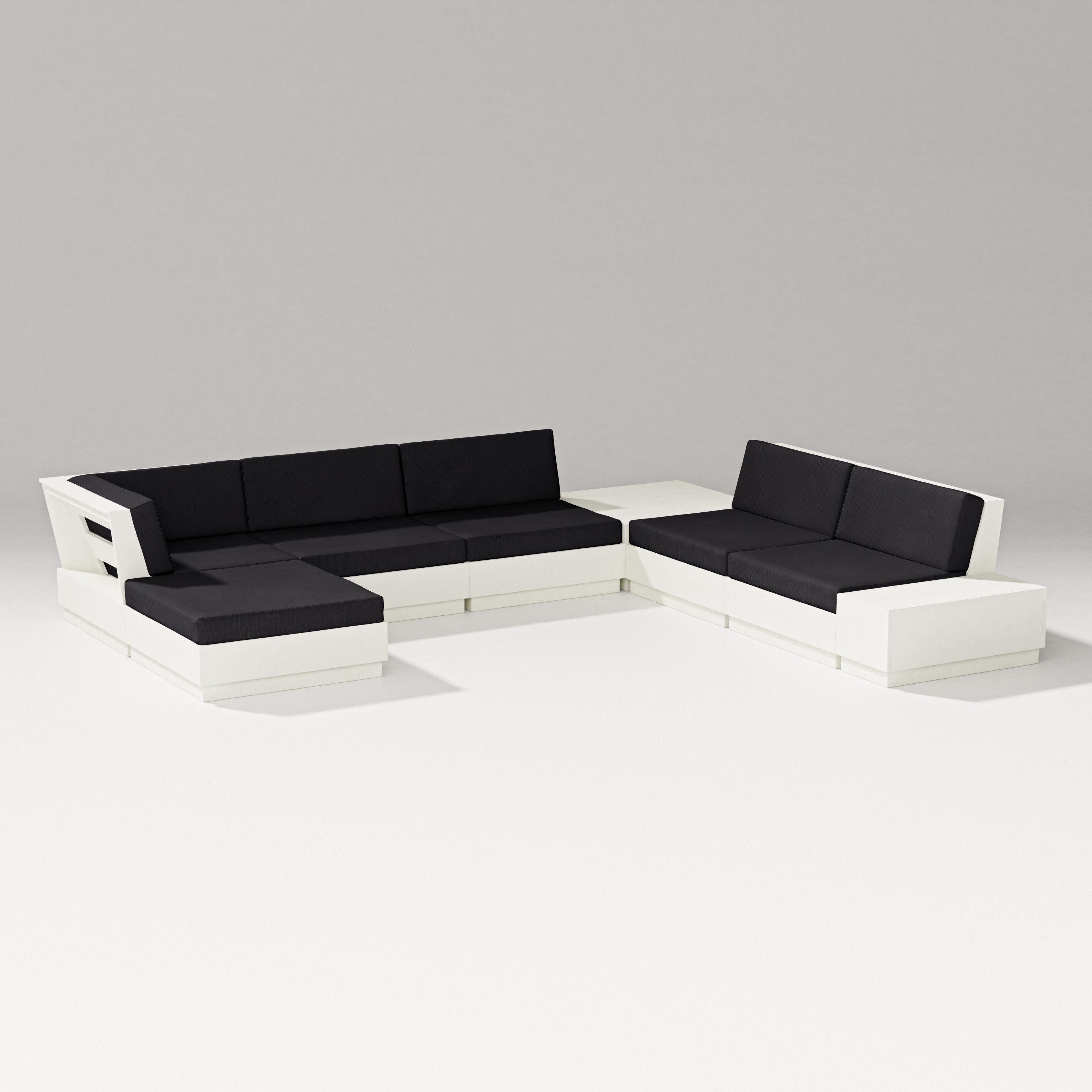 Elevate 8-Piece Corner Sectional in Vintage White / Midnight Linen
