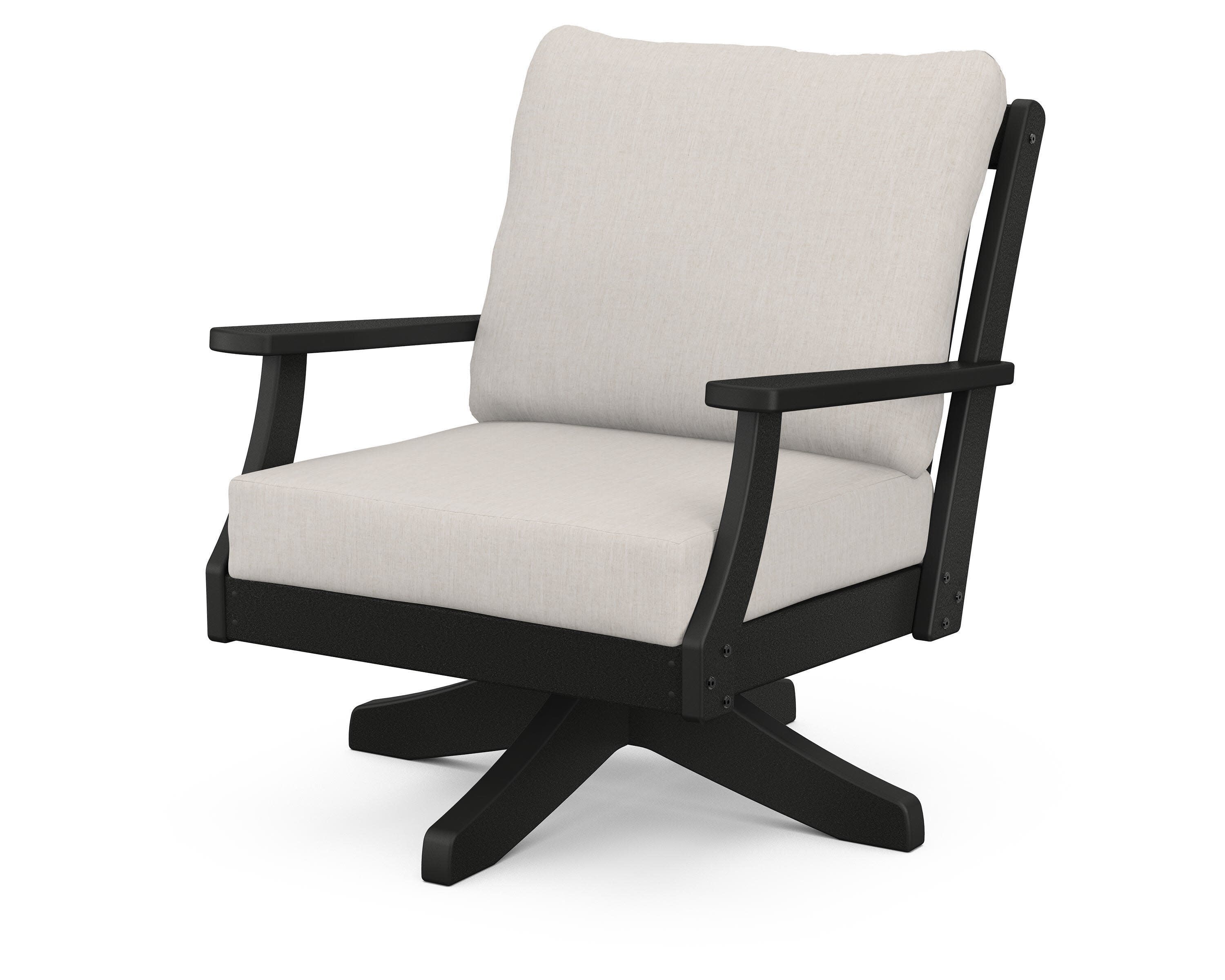 Braxton Deep Seating Swivel Chair in Black / Cast Ash