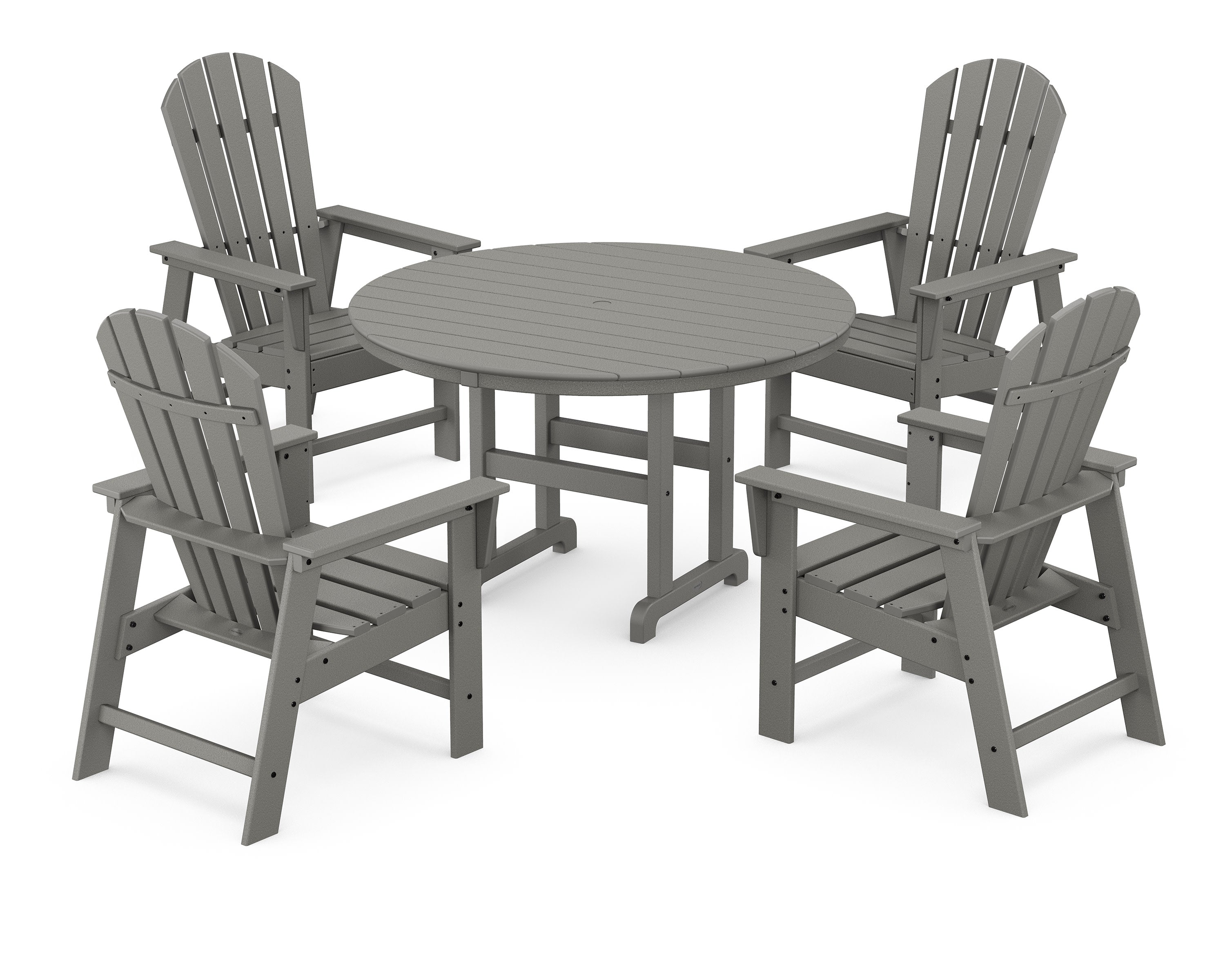 South Beach 5-Piece Round Farmhouse Dining Set in Slate Grey