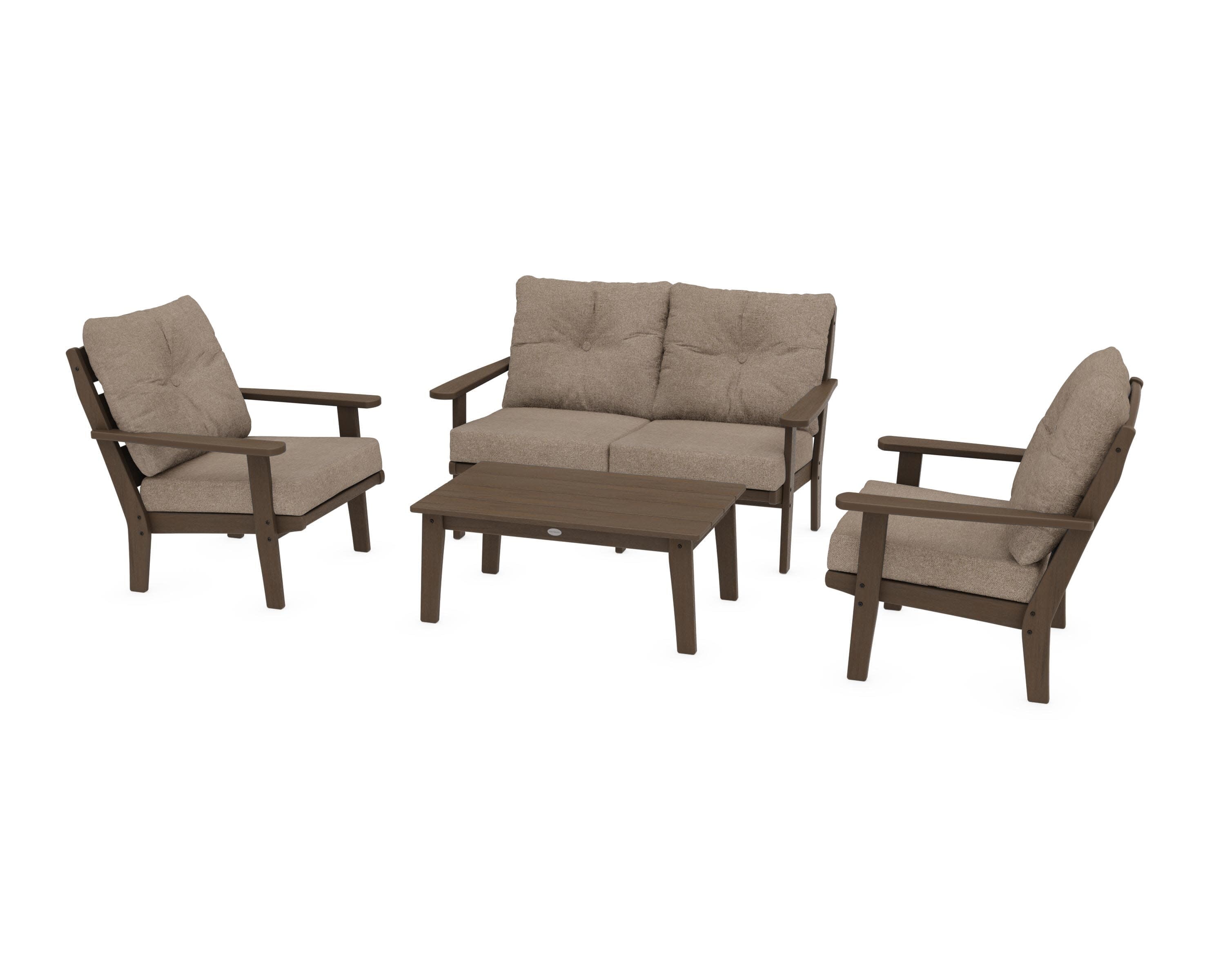 Lakeside 4-Piece Deep Seating Set in Kona / Spiced Burlap