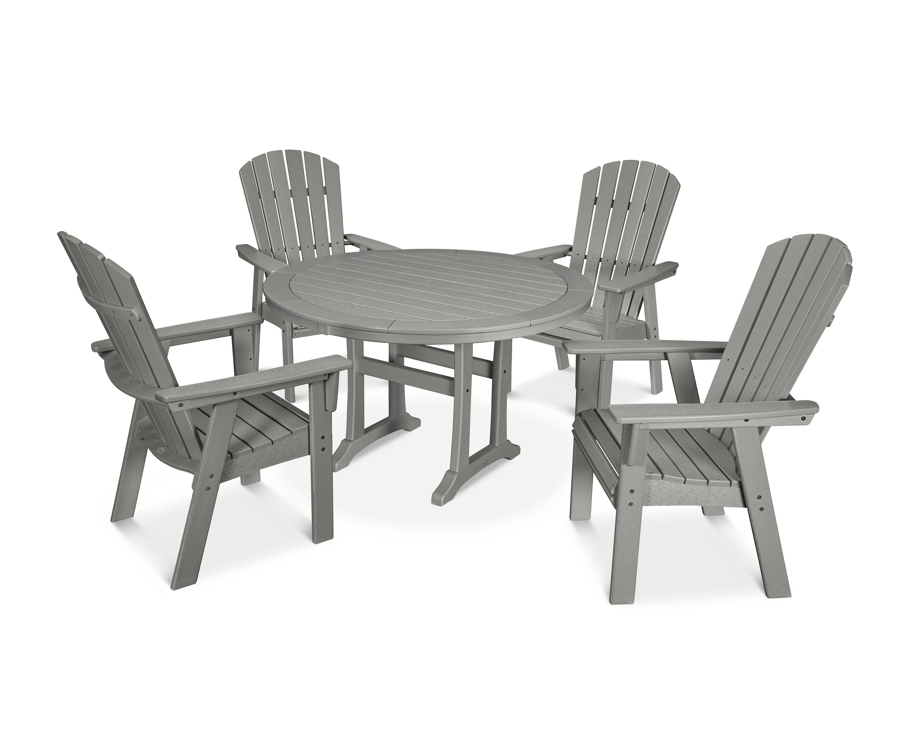 Nautical Curveback Adirondack 5-Piece Round Dining Set with Trestle Legs in Slate Grey