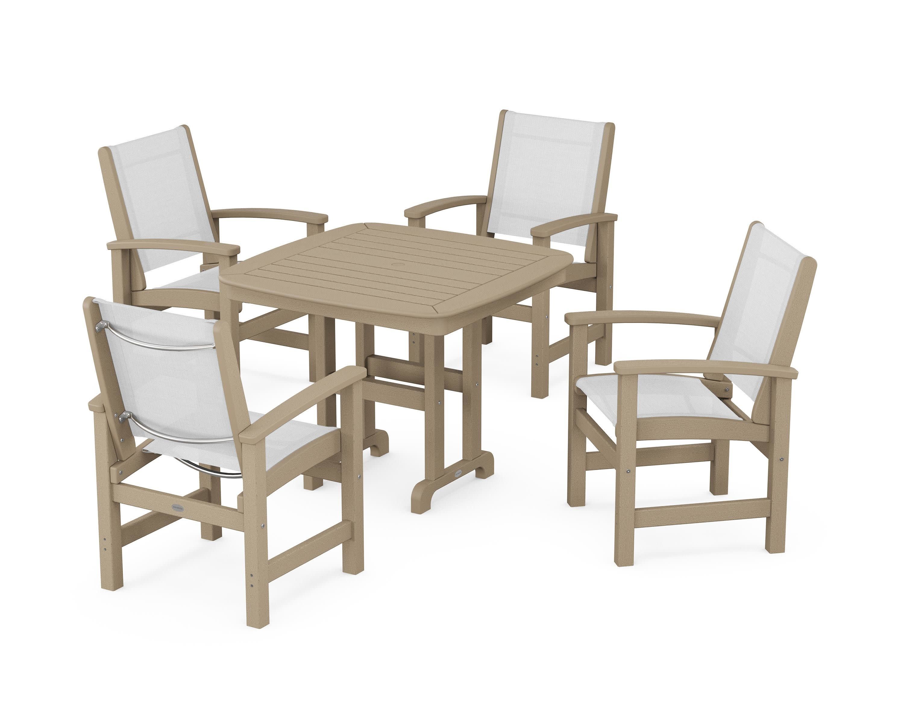 Coastal 5-Piece Dining Set in Vintage Sahara / White Sling
