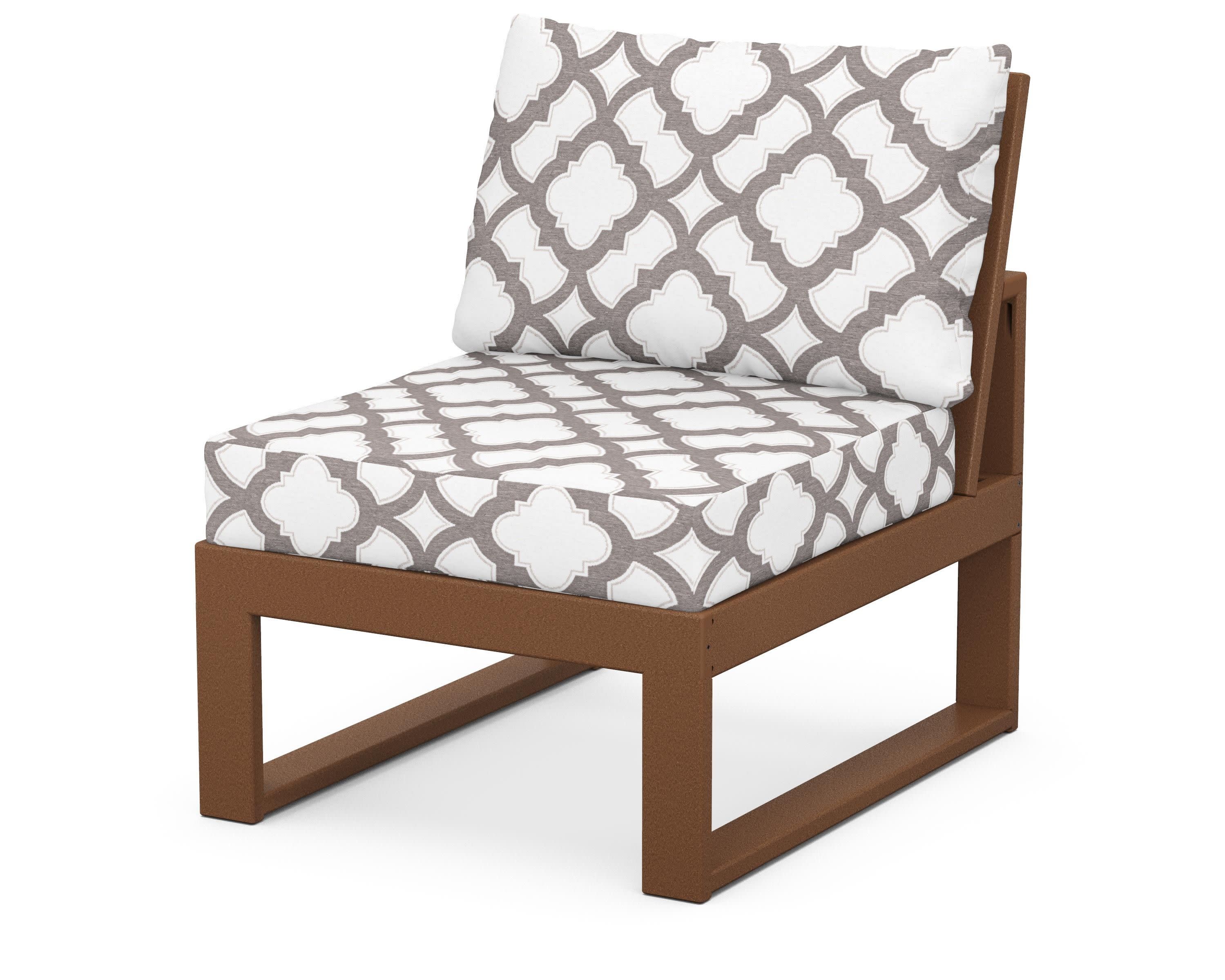 Modular Armless Chair in Teak / Trellis Grey Mist