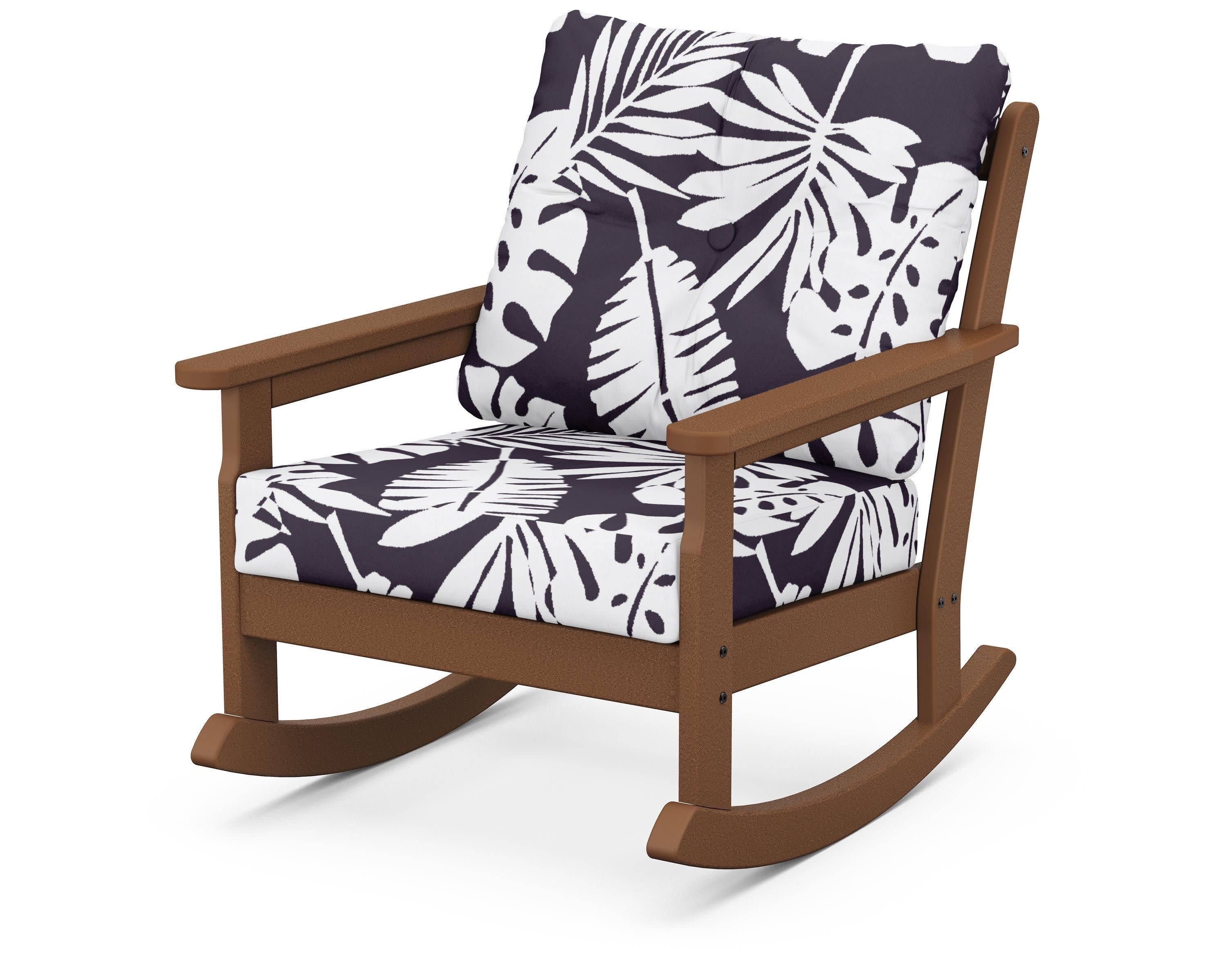Vineyard Deep Seating Rocking Chair in Teak / Leaf Navy