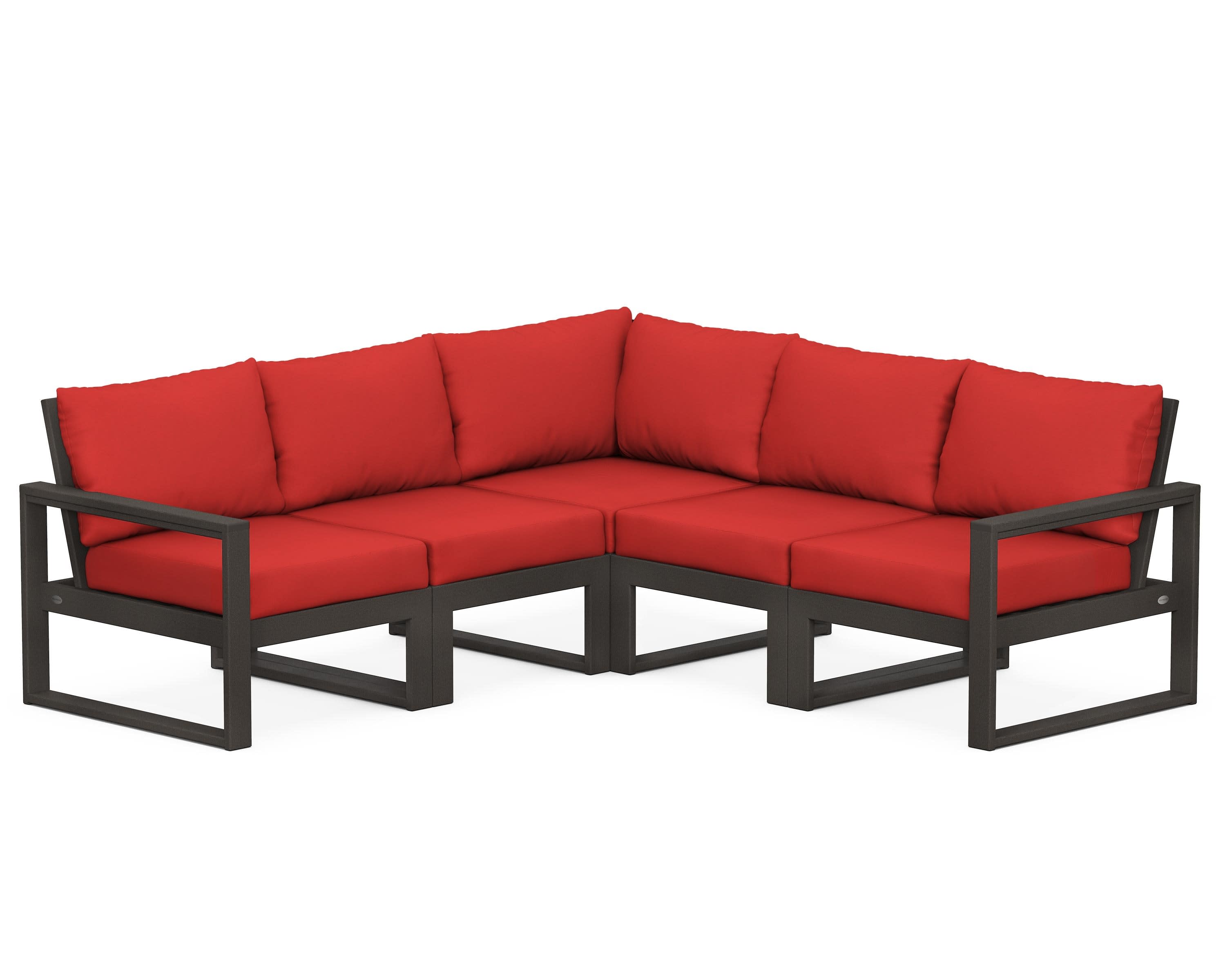 EDGE 5-Piece Modular Deep Seating Set in Vintage Coffee / Crimson Linen