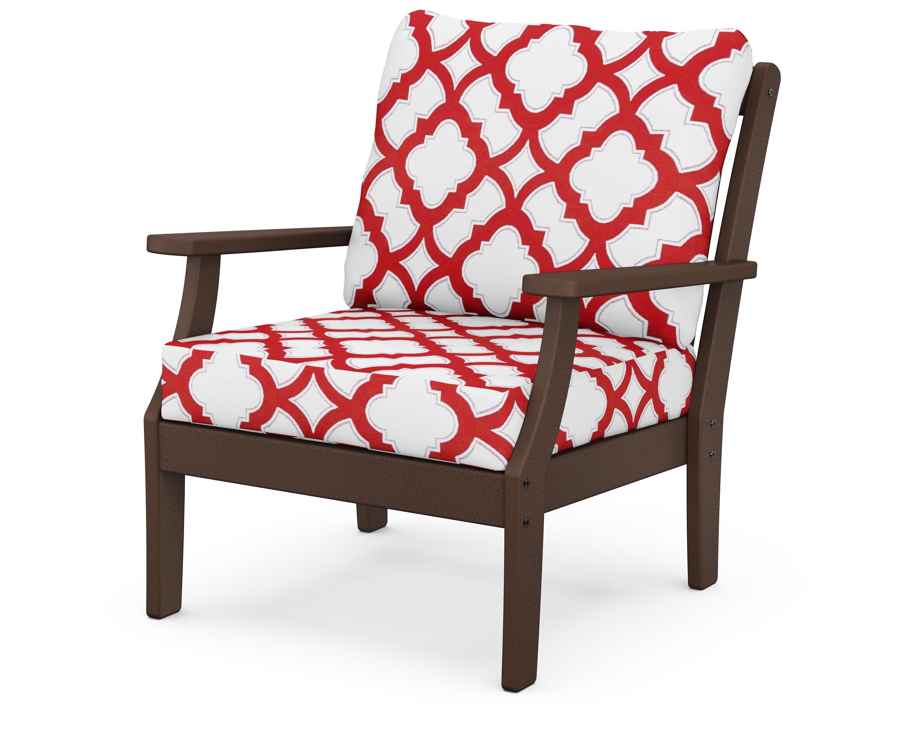 Braxton Deep Seating Chair in Mahogany / Trellis Crimson