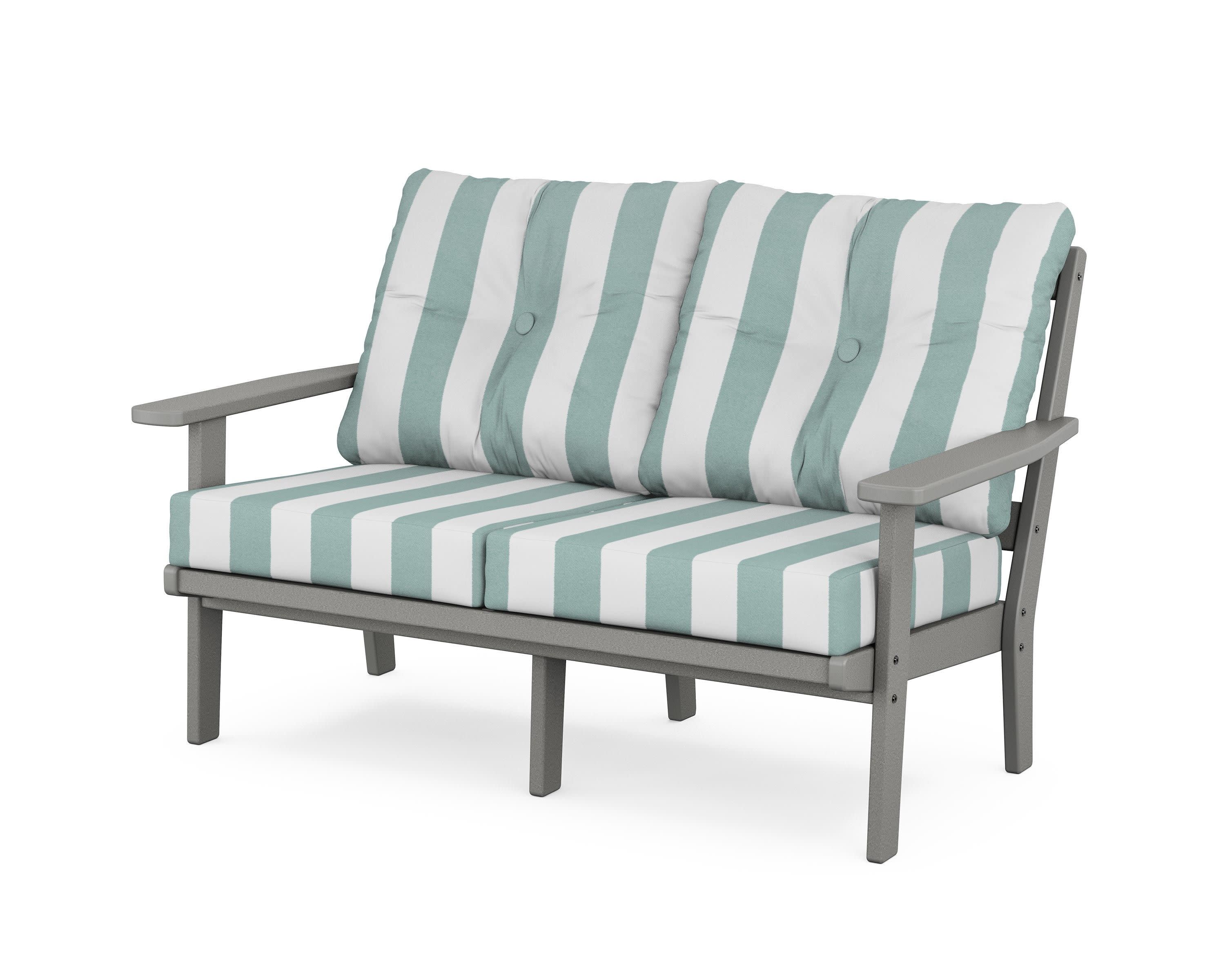 Oxford Deep SeatingLoveseat in Slate Grey / Cabana Stripe Glacier Spa