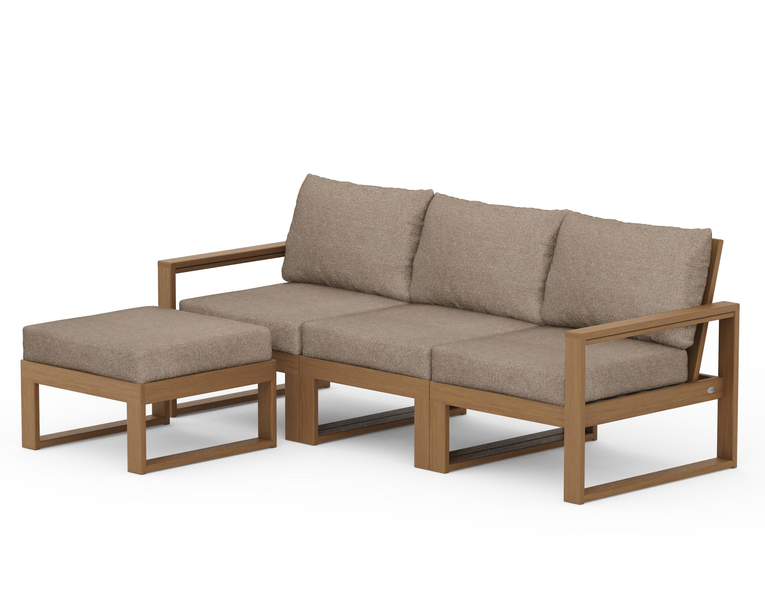 EDGE 4-Piece Modular Deep Seating Set with Ottoman in Natural / Spiced Burlap