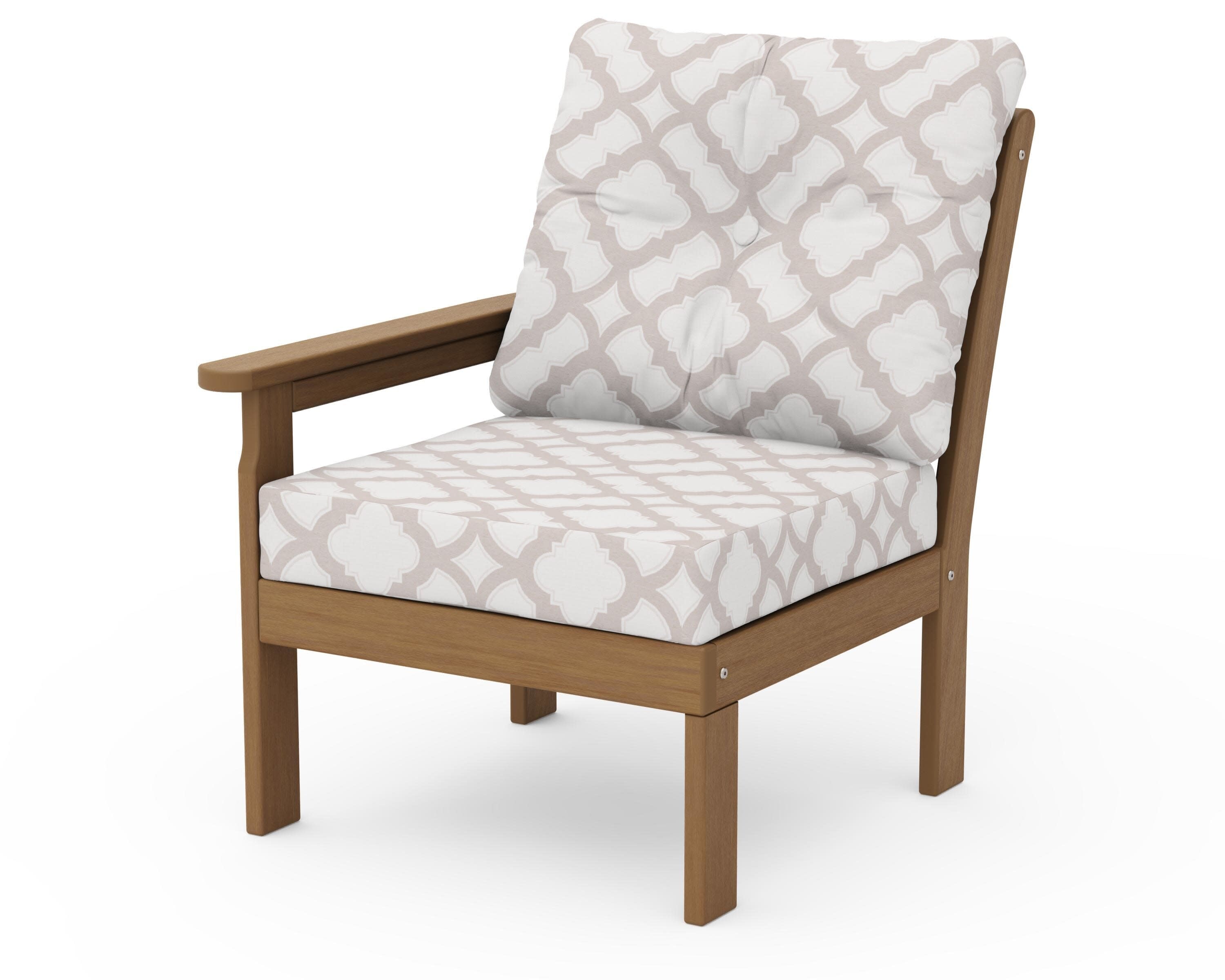 Vineyard Modular Left Arm Chair in Natural / Trellis Dune Burlap