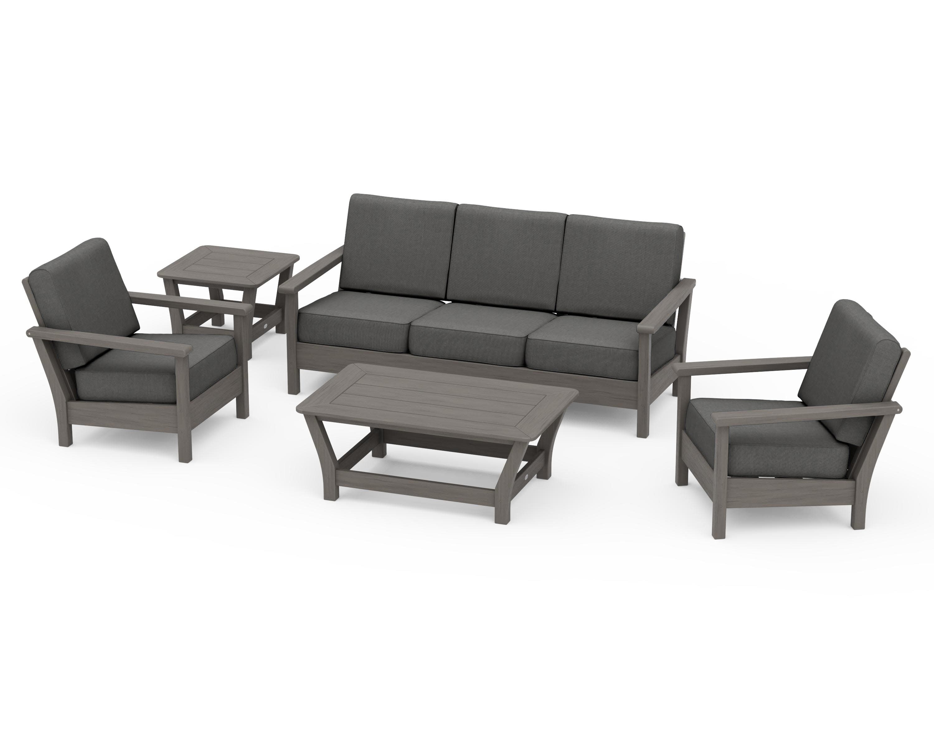 Harbour 5-Piece Deep Seating Set in Driftwood / Spectrum Carbon