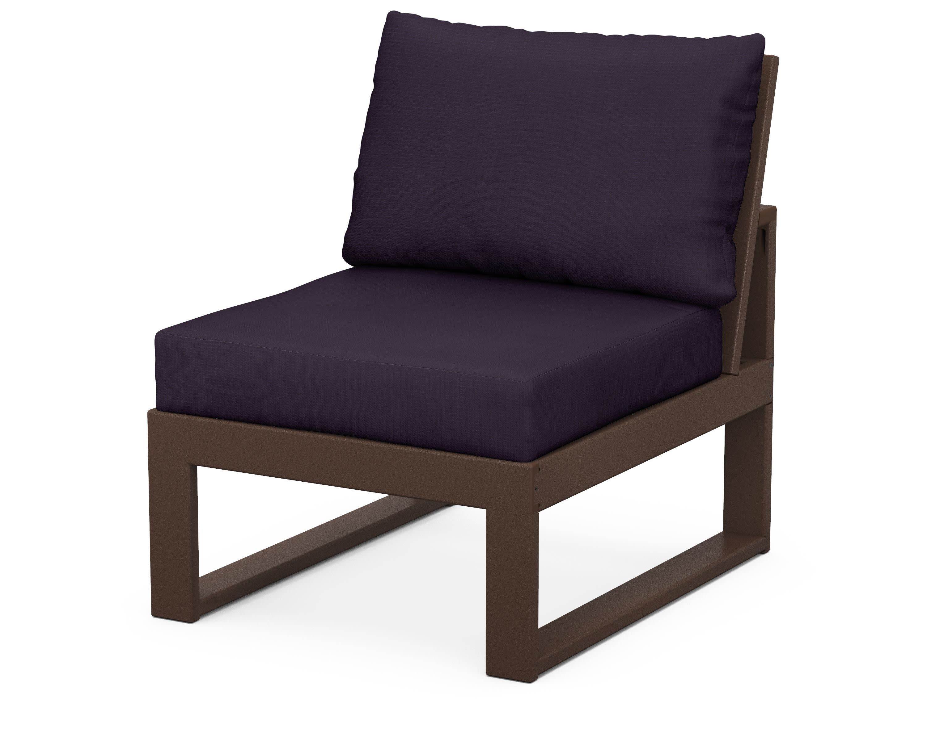 Modular Armless Chair in Mahogany / Navy Linen