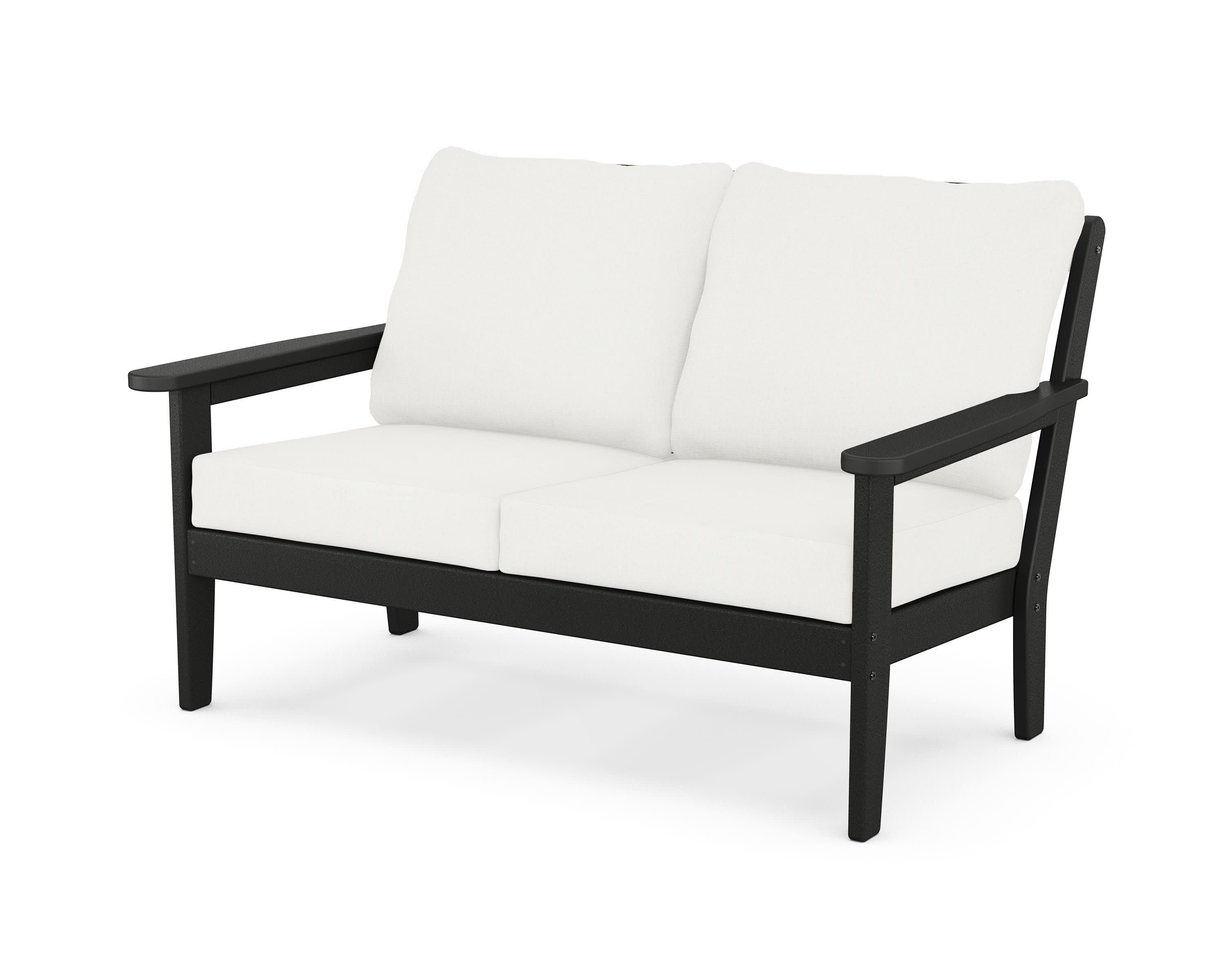 Cottage Deep Seating Loveseat in Black / Natural Linen