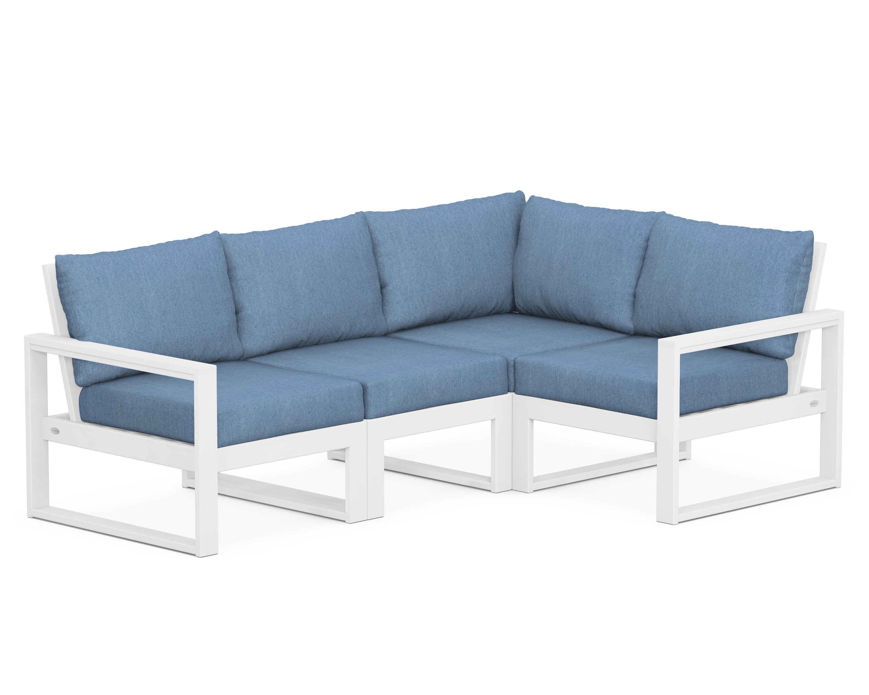 EDGE 4-Piece Modular Deep Seating Set in White / Sky Blue