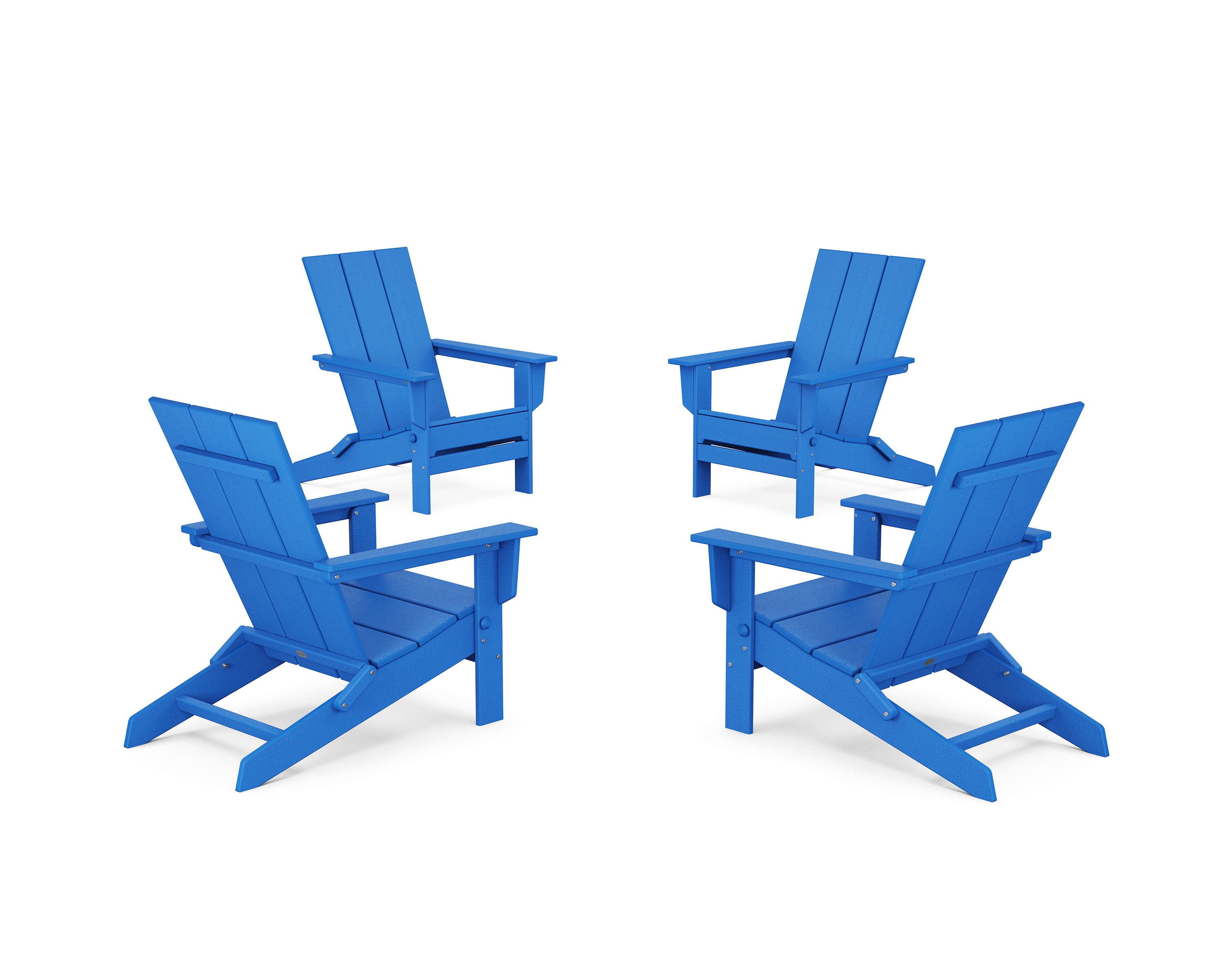 4-Piece Modern Studio Folding Adirondack Chair Conversation Set in Pacific Blue