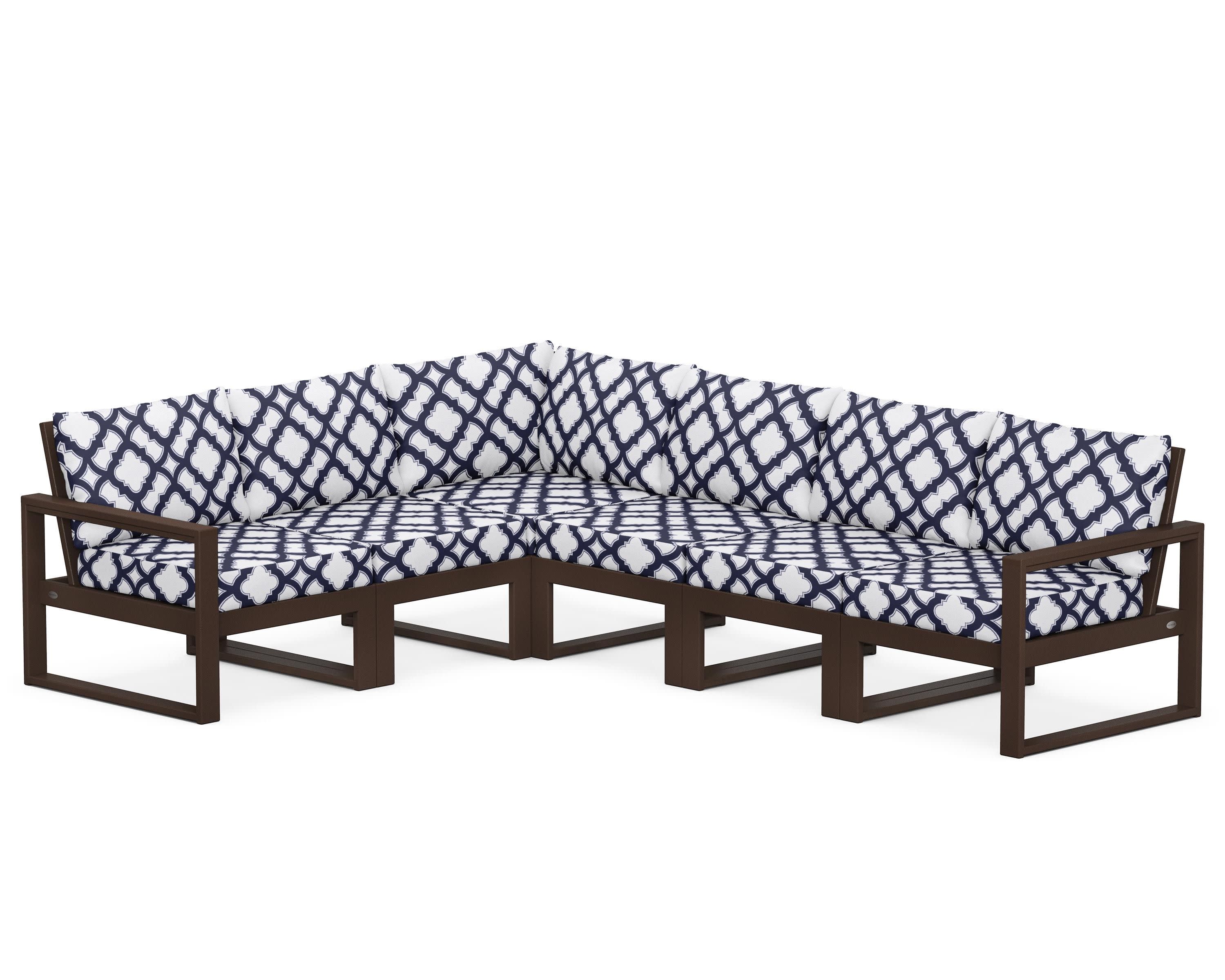 EDGE 6-Piece Modular Deep Seating Set in Mahogany / Trellis Navy