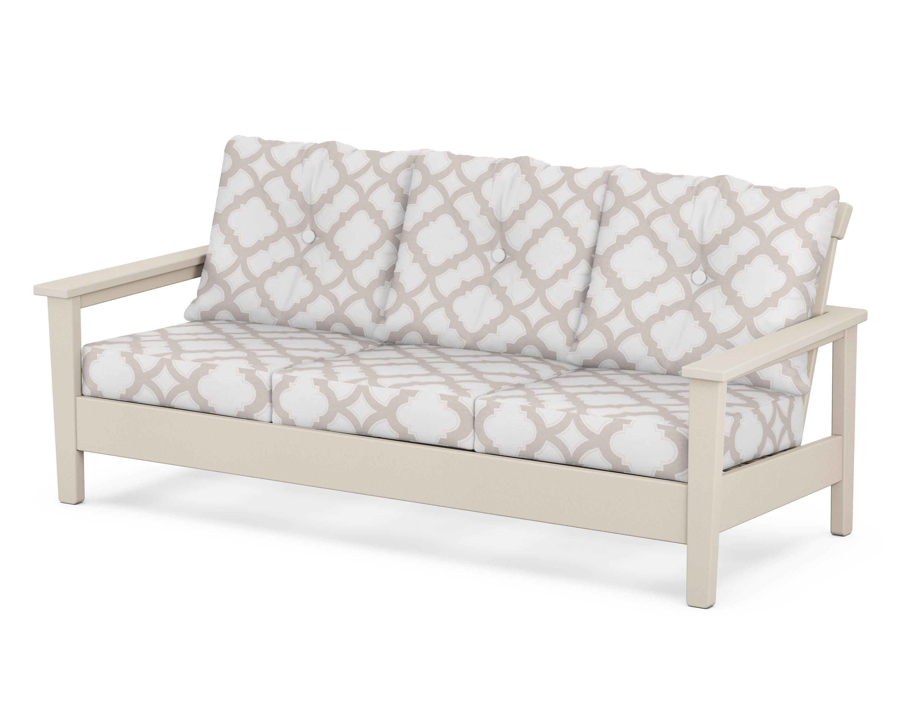 Prescott Deep Seating Sofa in Sand / Trellis Dune Burlap