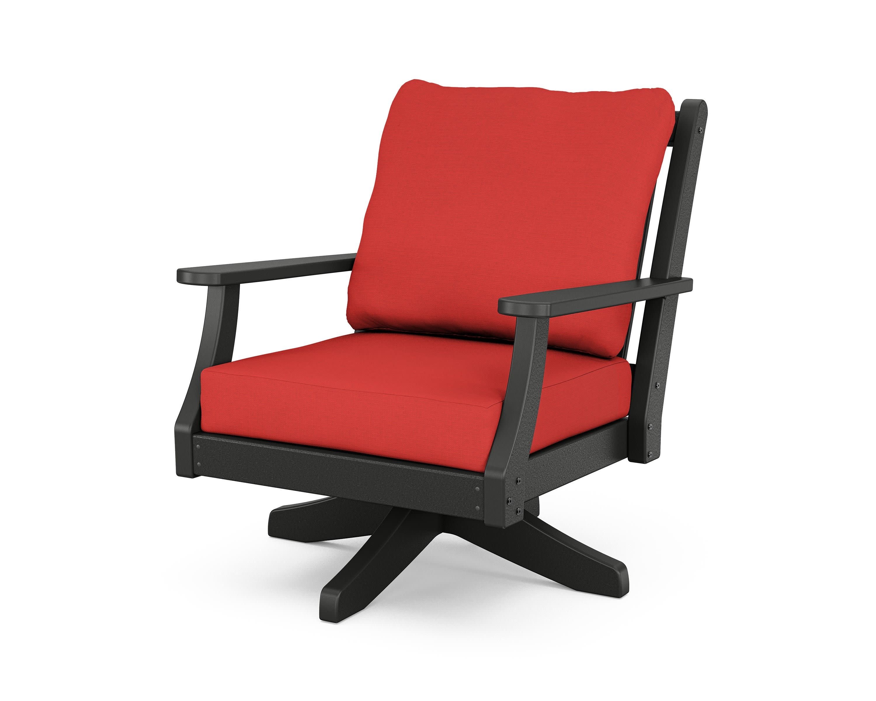Wovendale Deep Seating Swivel Chair in Black / Crimson Linen