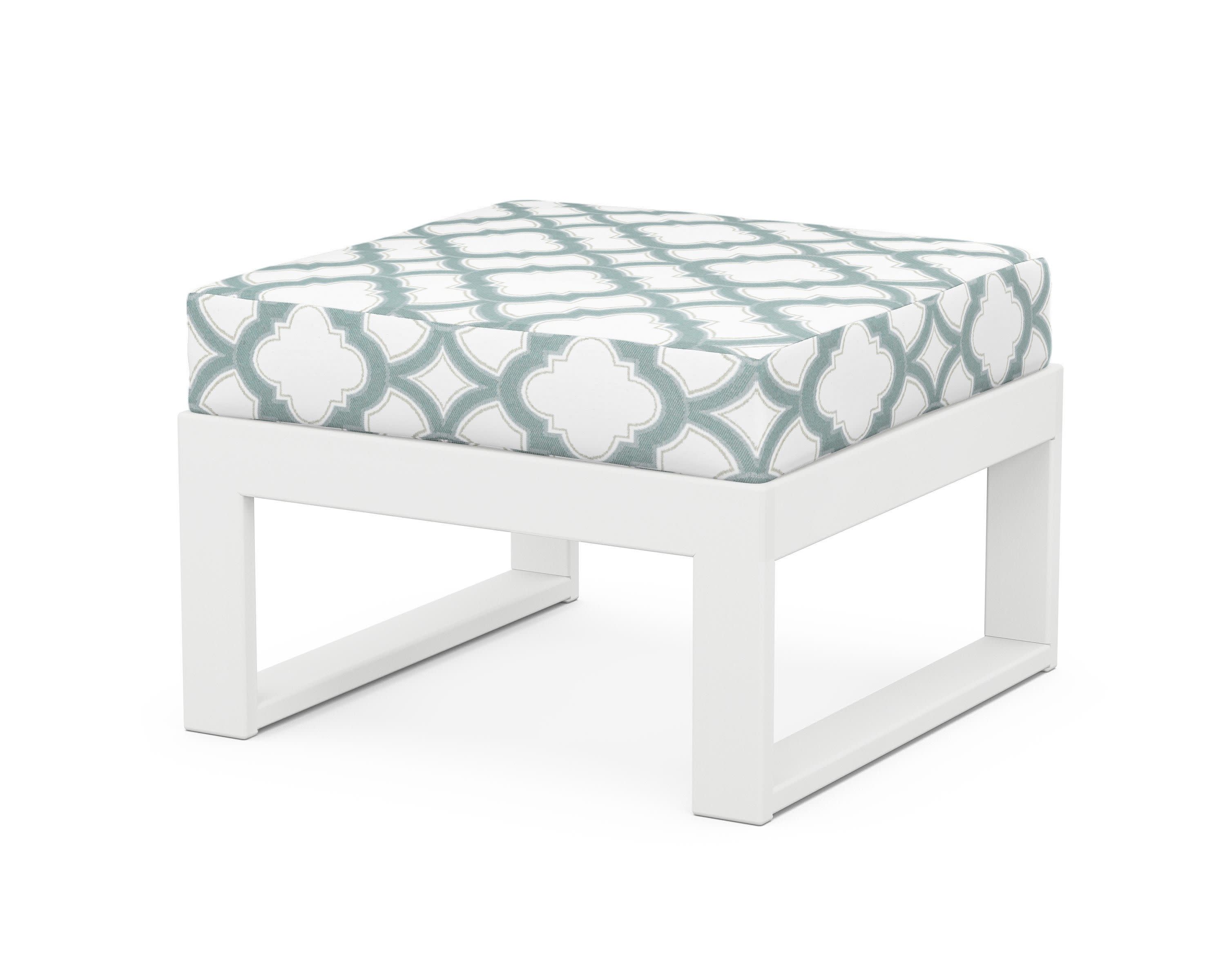 Modular Ottoman - Modern in White / Trellis Glacier Spa