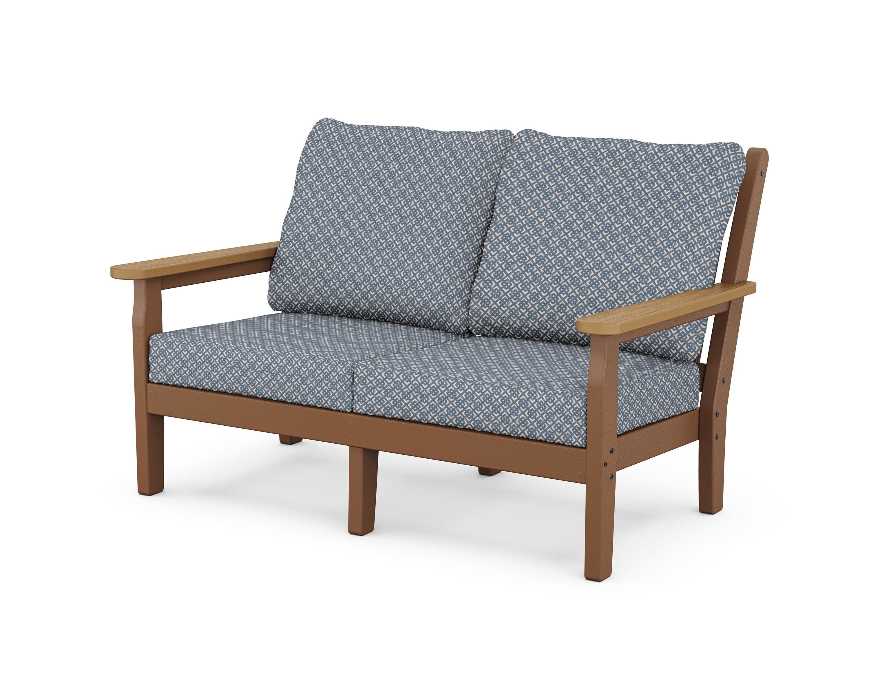 Chippendale Deep Seating Loveseat in Teak / Natural / Hopscotch