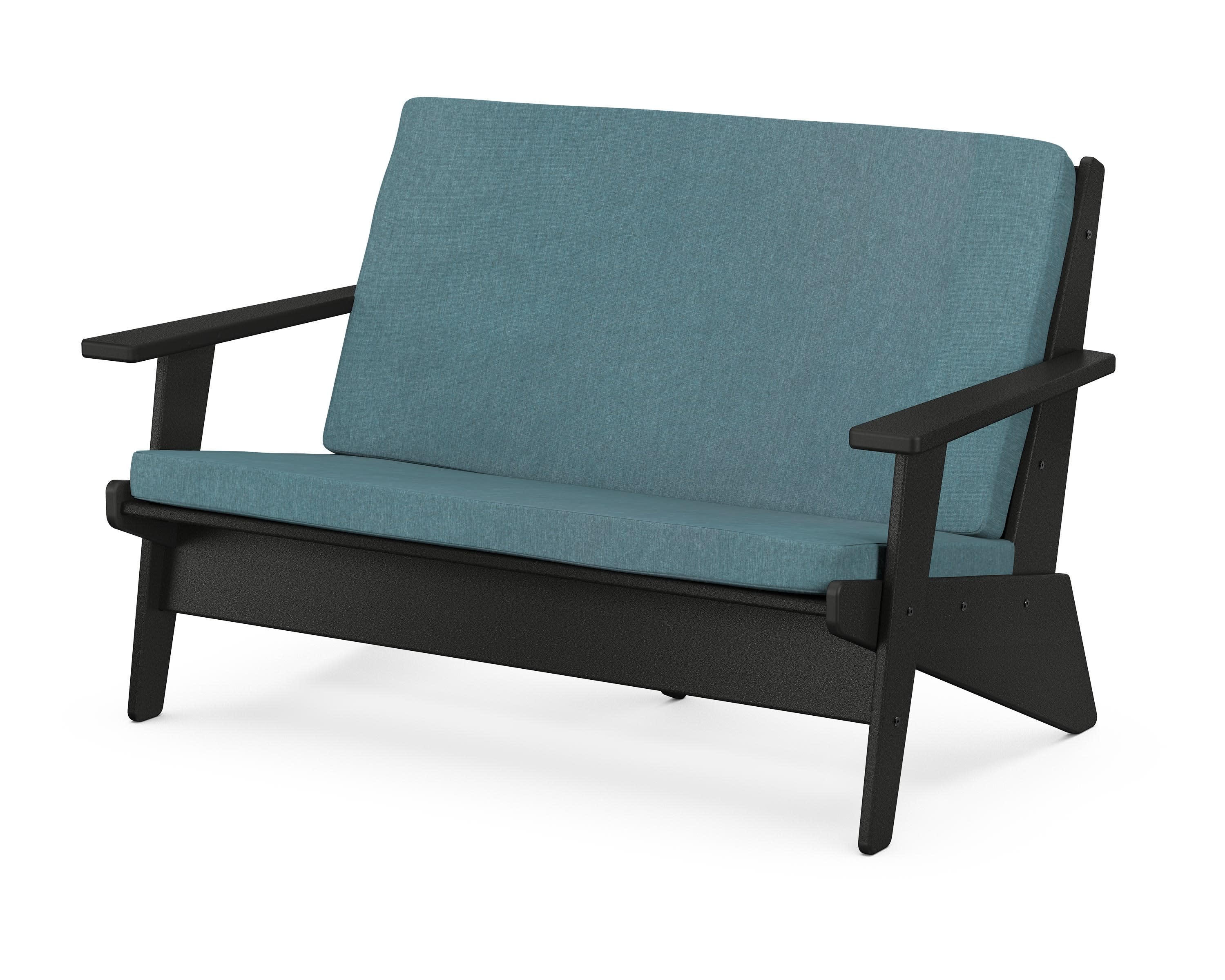 Riviera Modern Lounge Loveseat in Black / Ocean Teal
