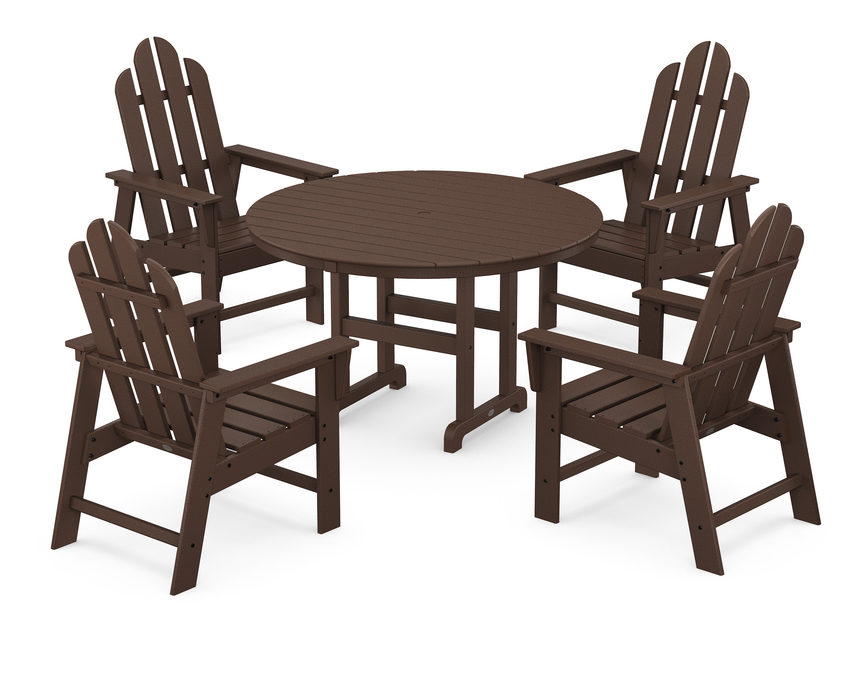 Long Island 5-Piece Round Farmhouse Dining Set in Mahogany