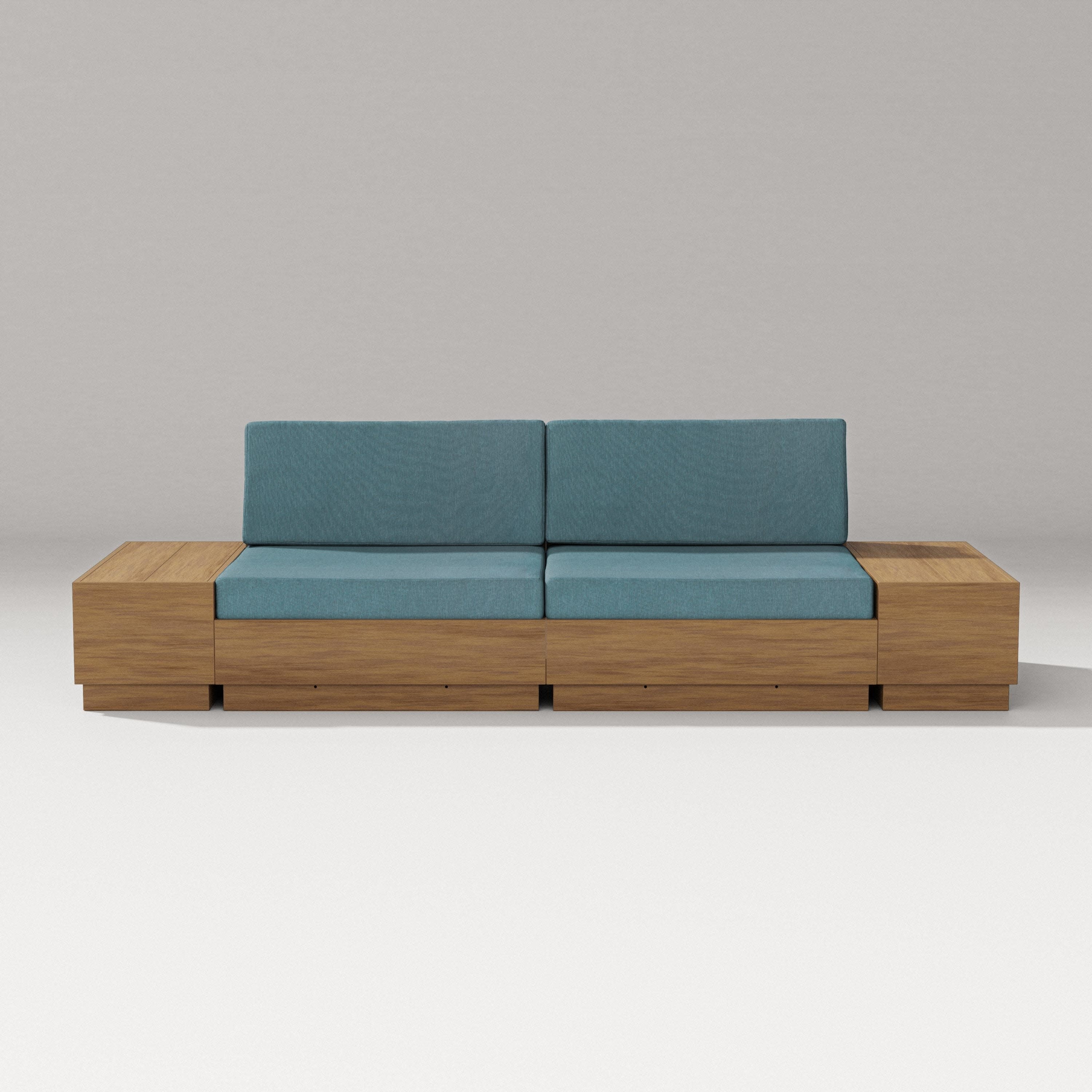 Elevate 4-Piece Loveseat Sectional in Natural / Ocean Teal