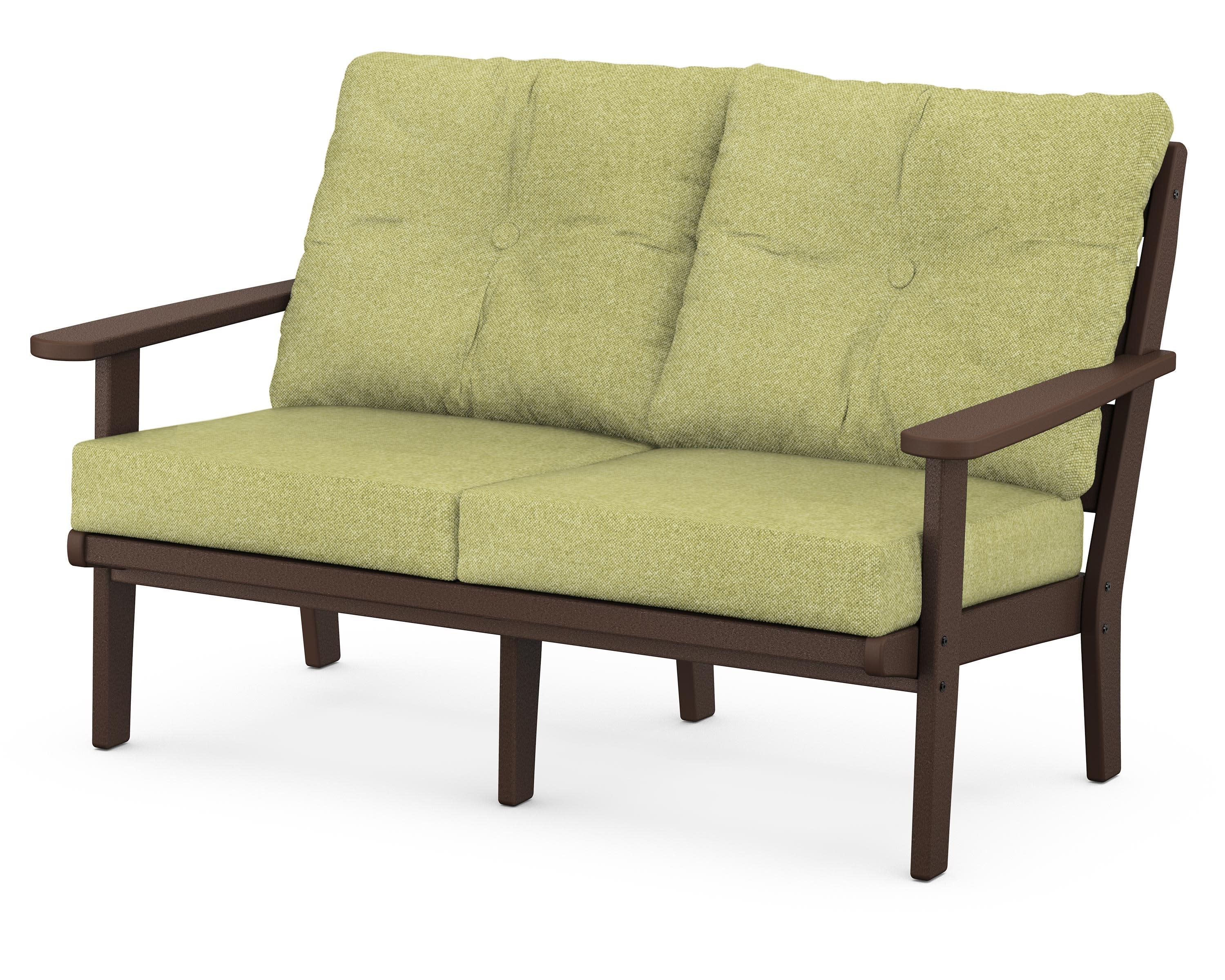 Lakeside Deep Seating Loveseat in Mahogany / Chartreuse Boucle