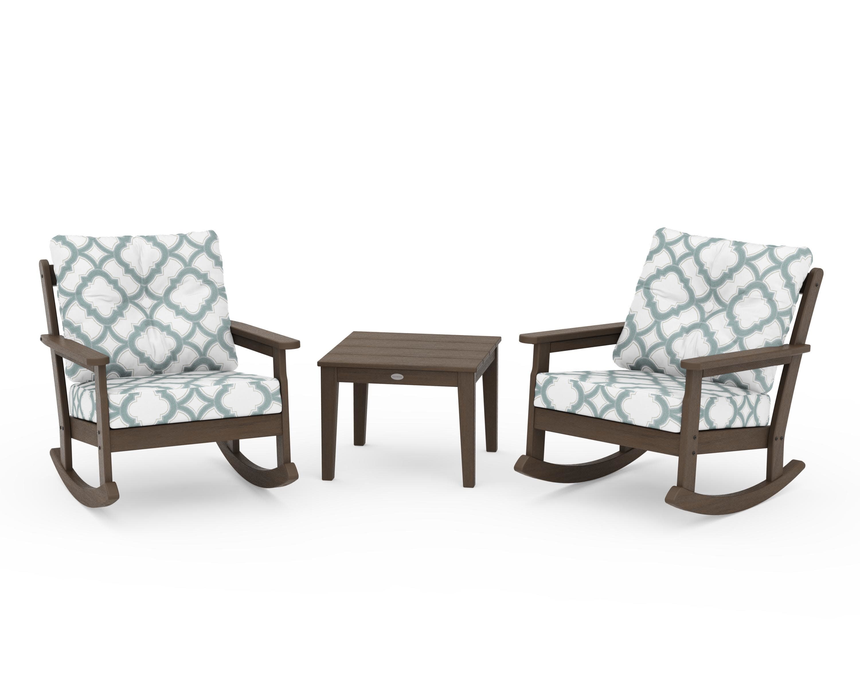 Vineyard 3-Piece Deep Seating Rocker Set in Kona / Trellis Glacier Spa