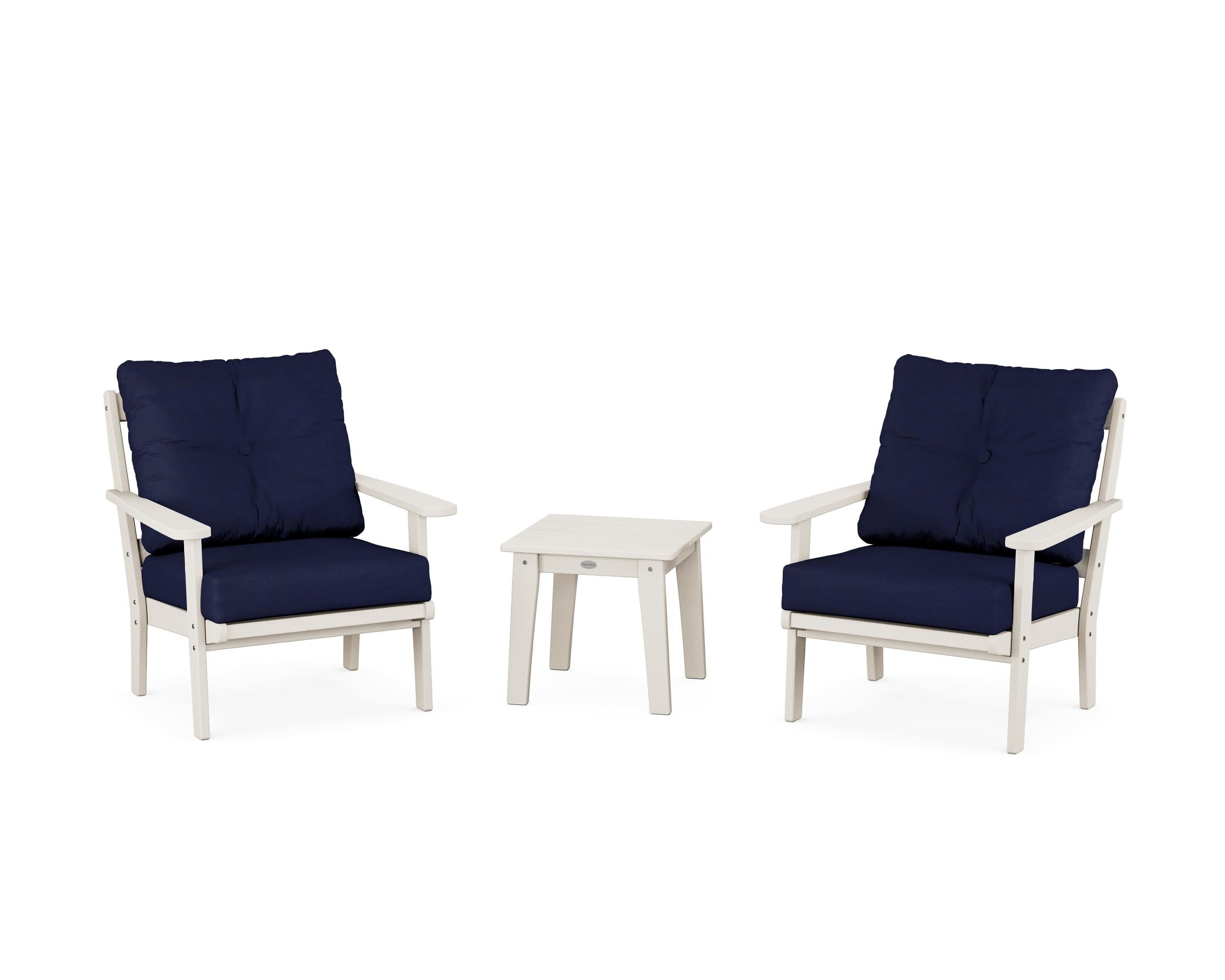 Mission 3-Piece Deep Seating Set in Sand / Navy