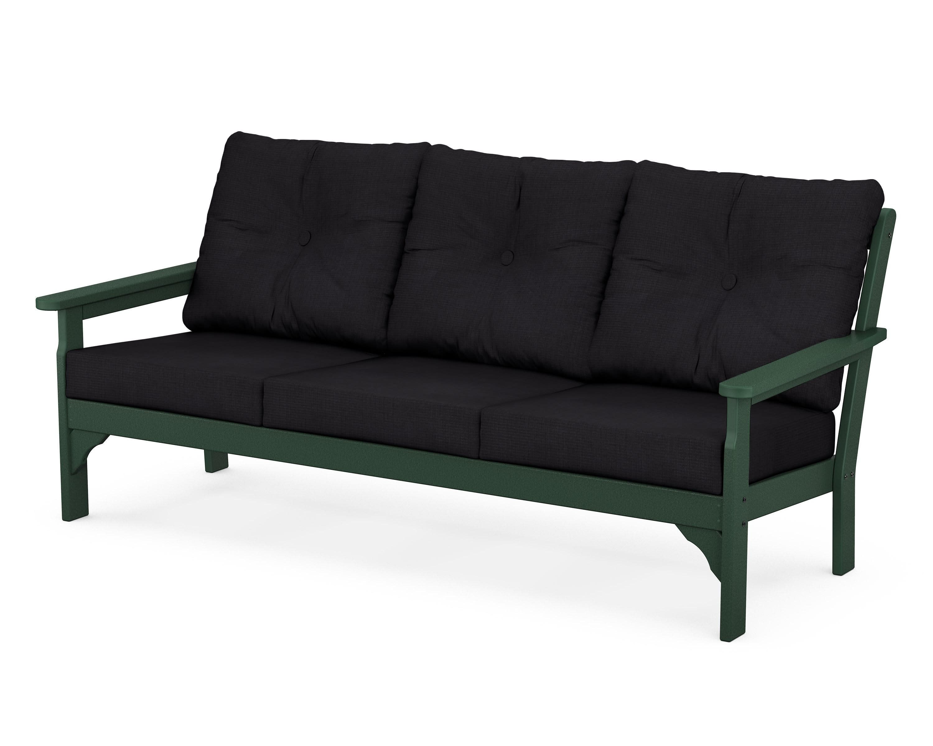 Vineyard Deep Seating Sofa in Green / Midnight Linen