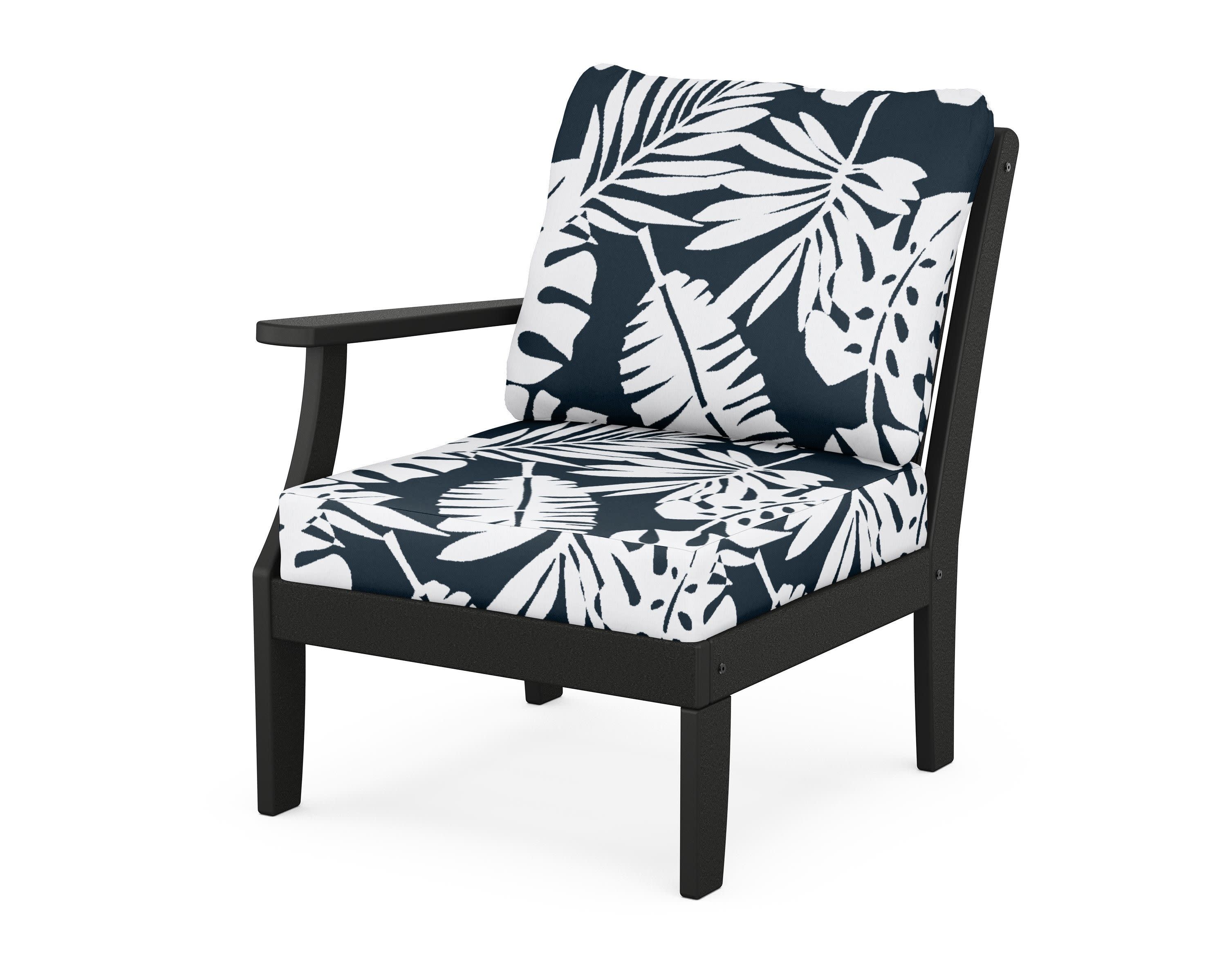 Braxton Modular Left Arm Chair in Black / Leaf Marine Indigo