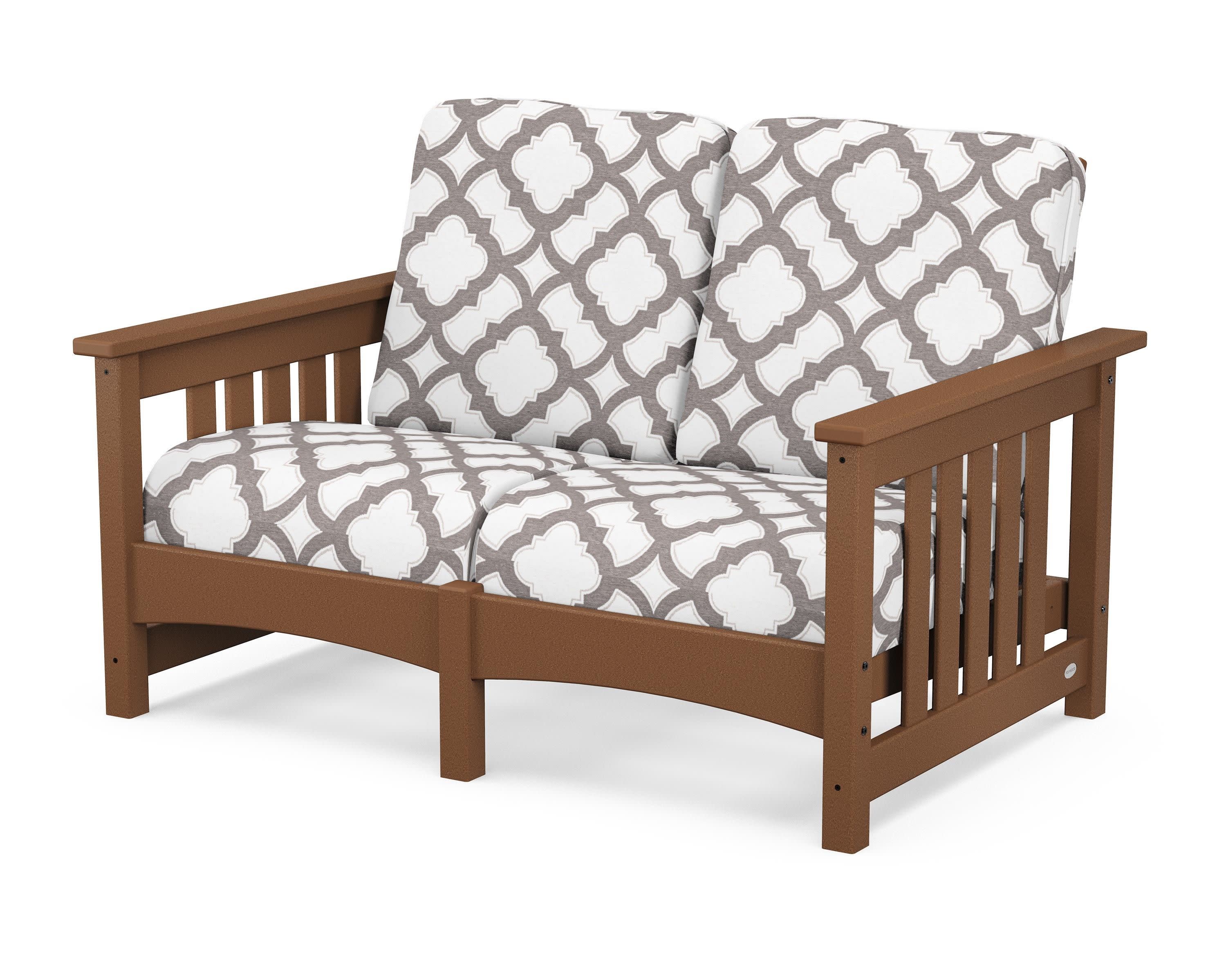 Club Mission Loveseat in Teak / Trellis Grey Mist