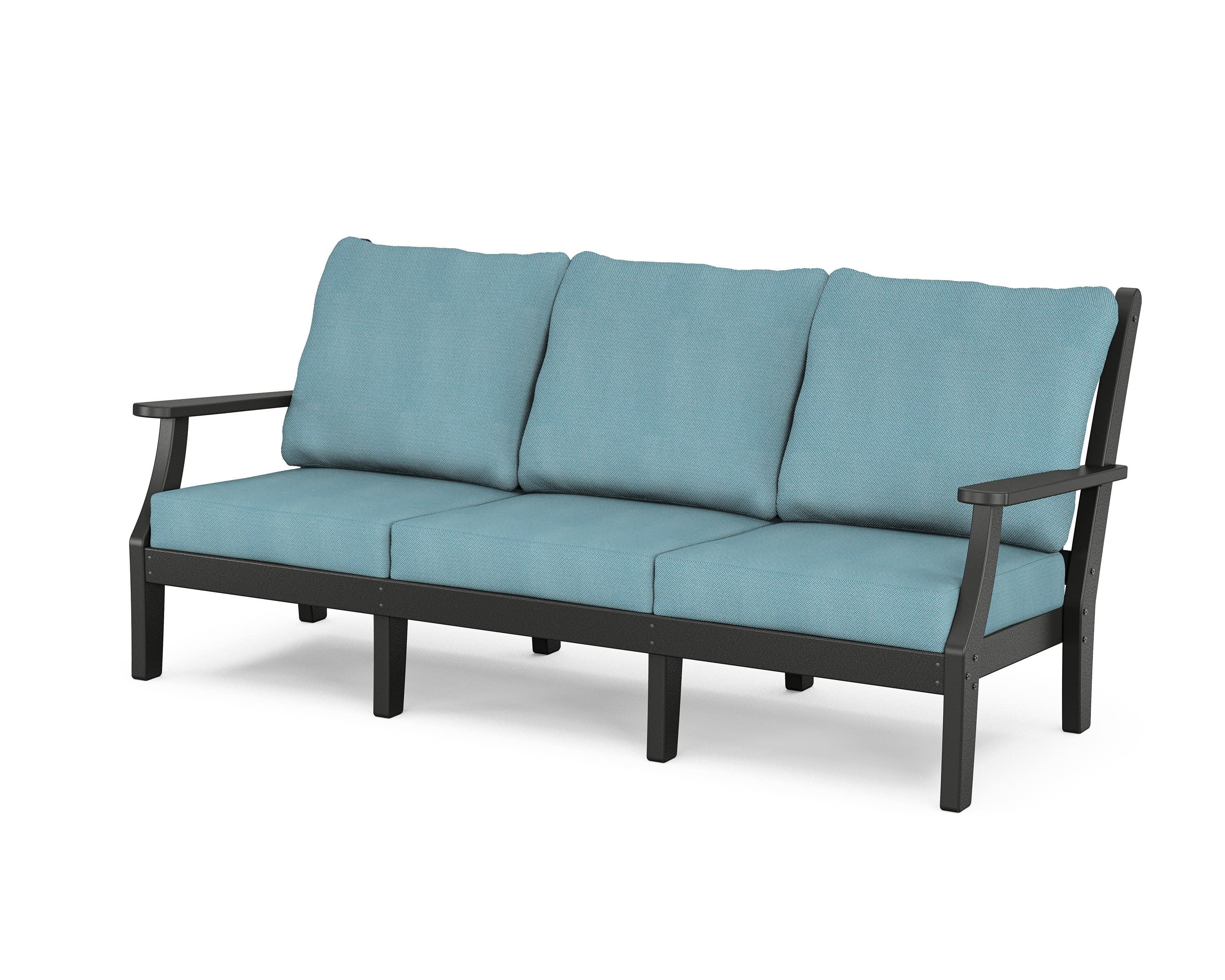 Wovendale Deep Seating Sofa in Black / Lattice Sky Blue