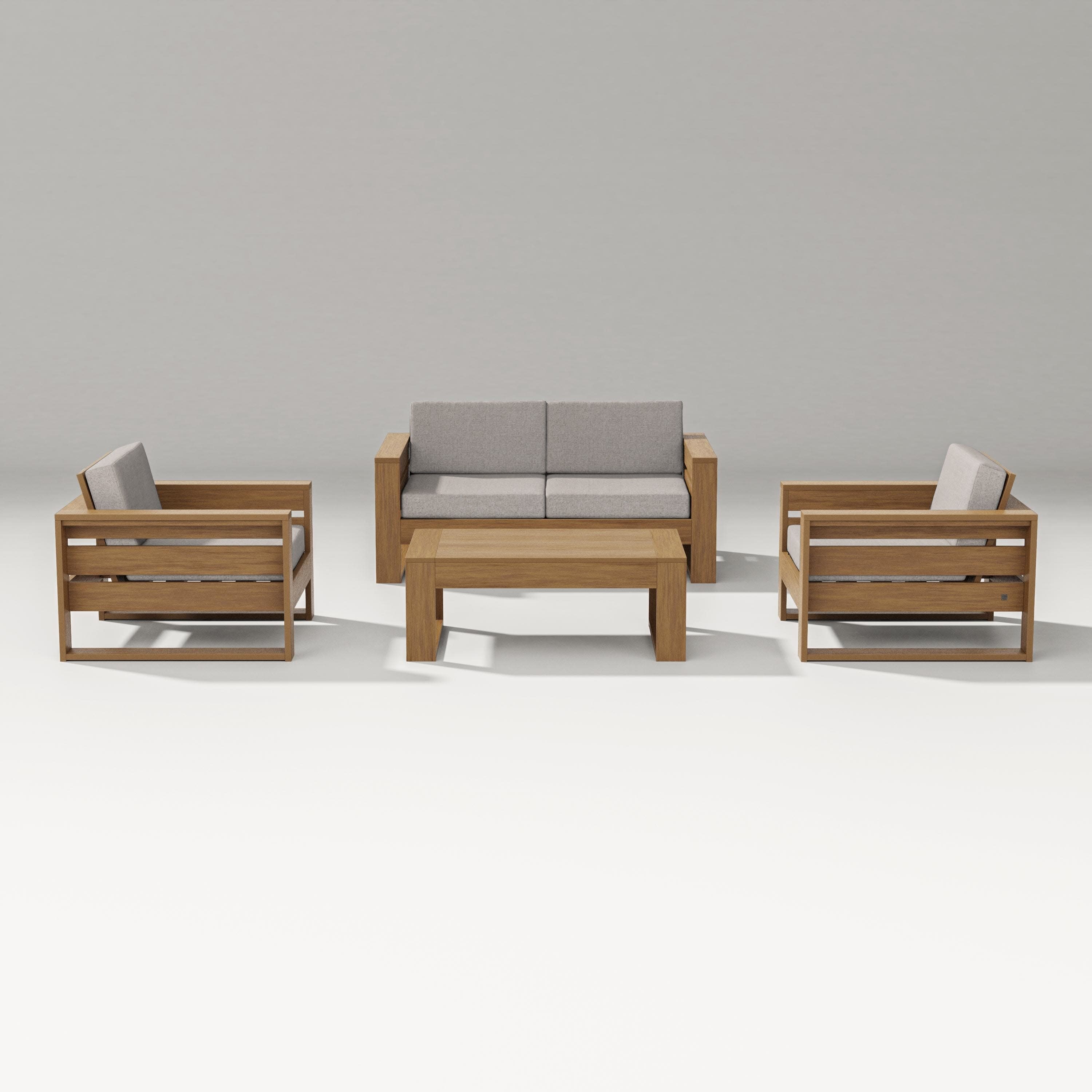 Latitude 4-Piece Lounge Loveseat Set in Natural / Weathered Tweed