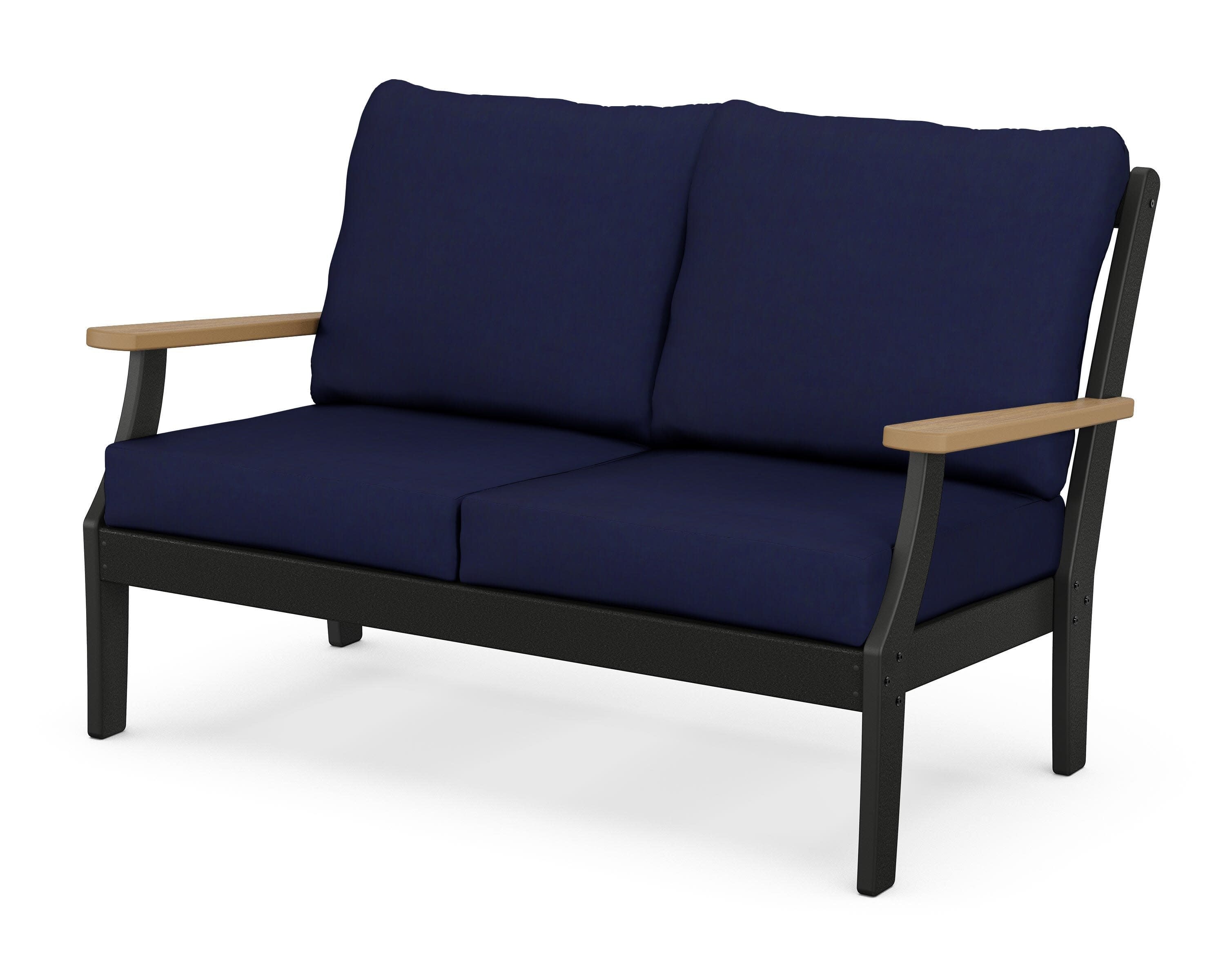 Braxton Deep Seating Loveseat in Black / Natural / Navy