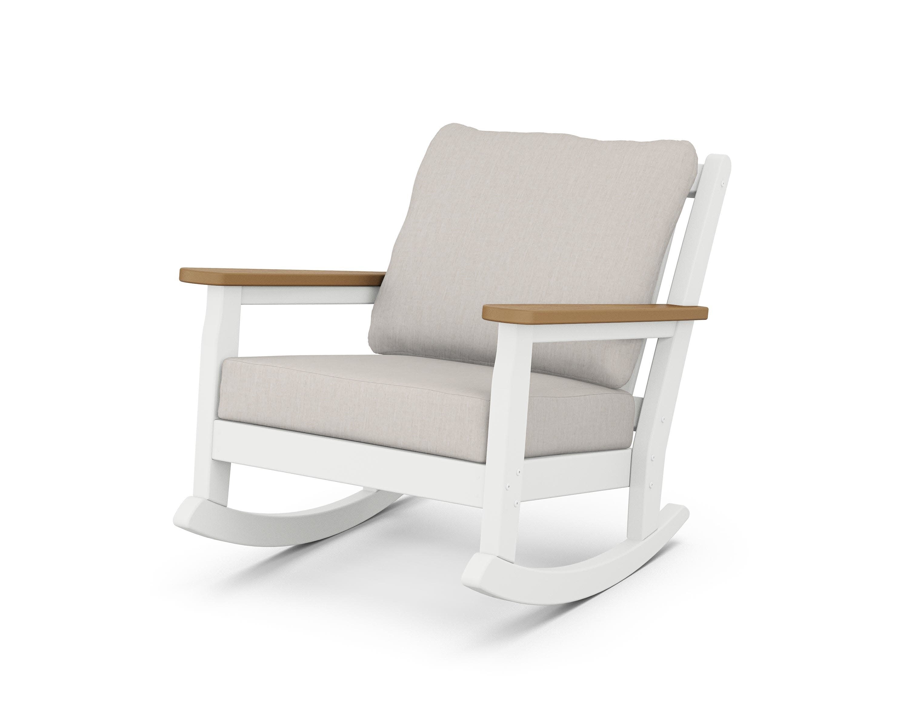Chippendale Deep Seating Rocking Chair in White / Natural / Cast Ash
