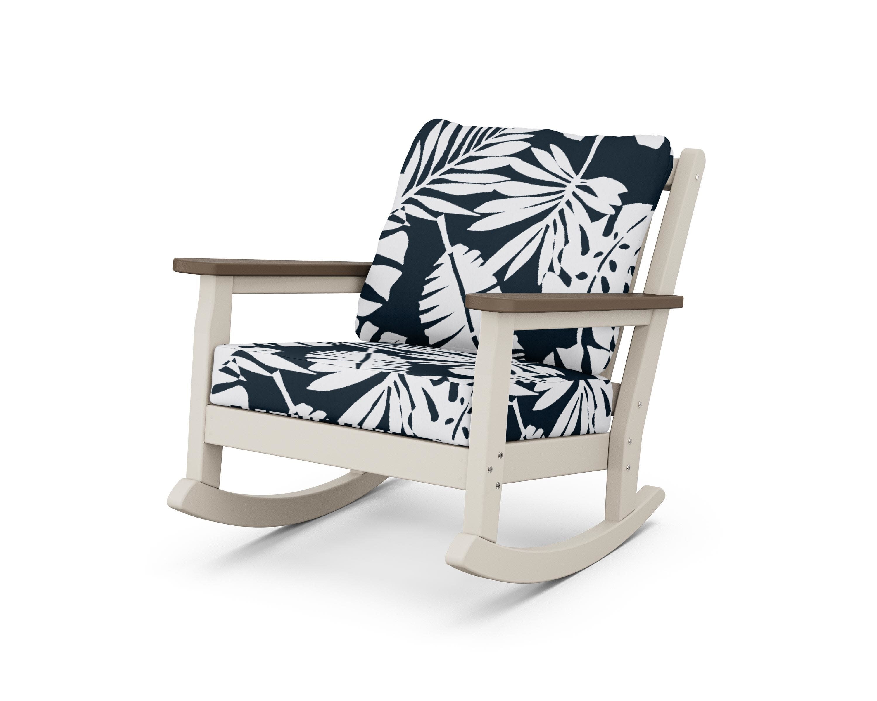 Chippendale Deep Seating Rocking Chair in Sand / Kona / Leaf Marine Indigo
