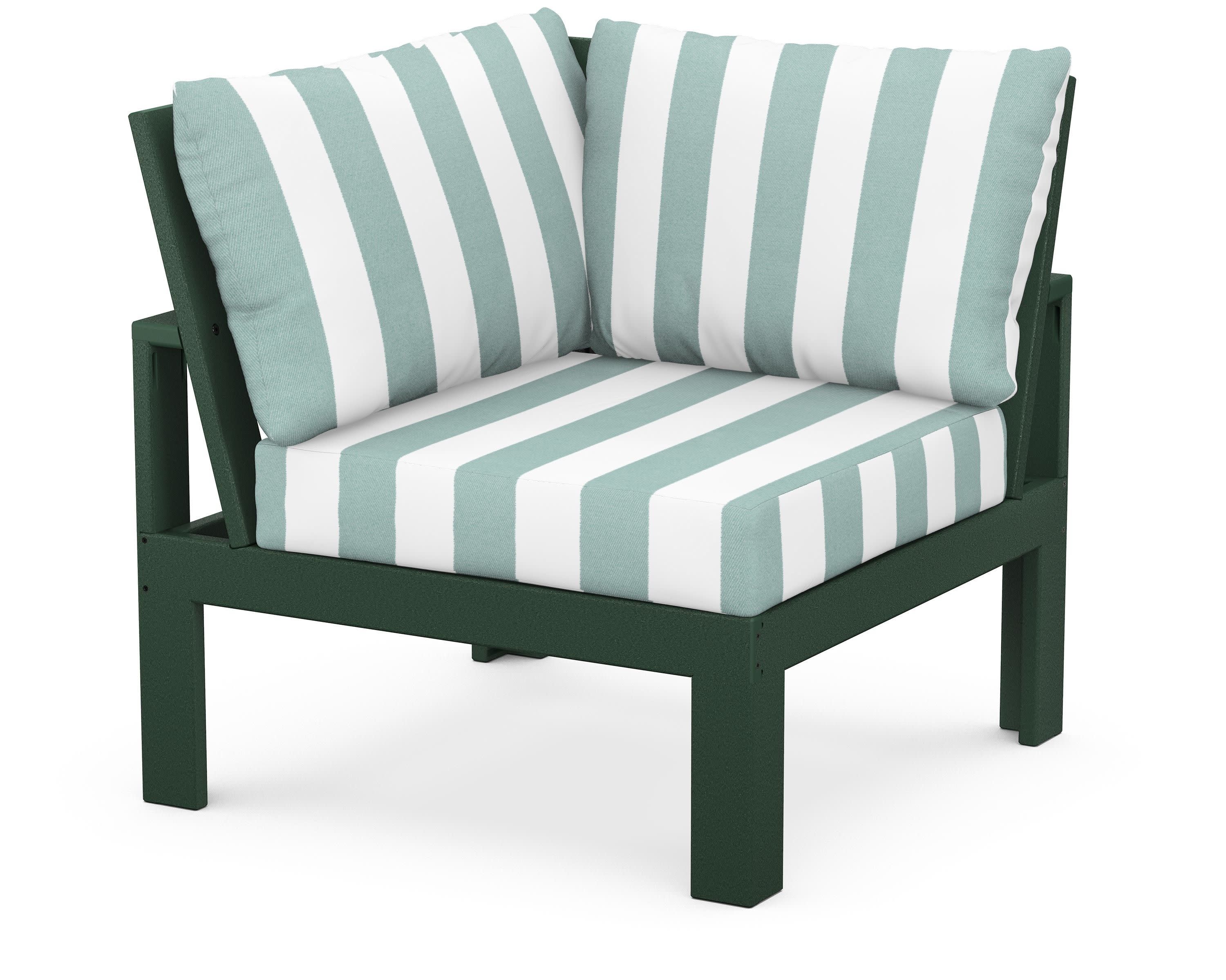 Modular Corner Chair in Green / Cabana Stripe Glacier Spa